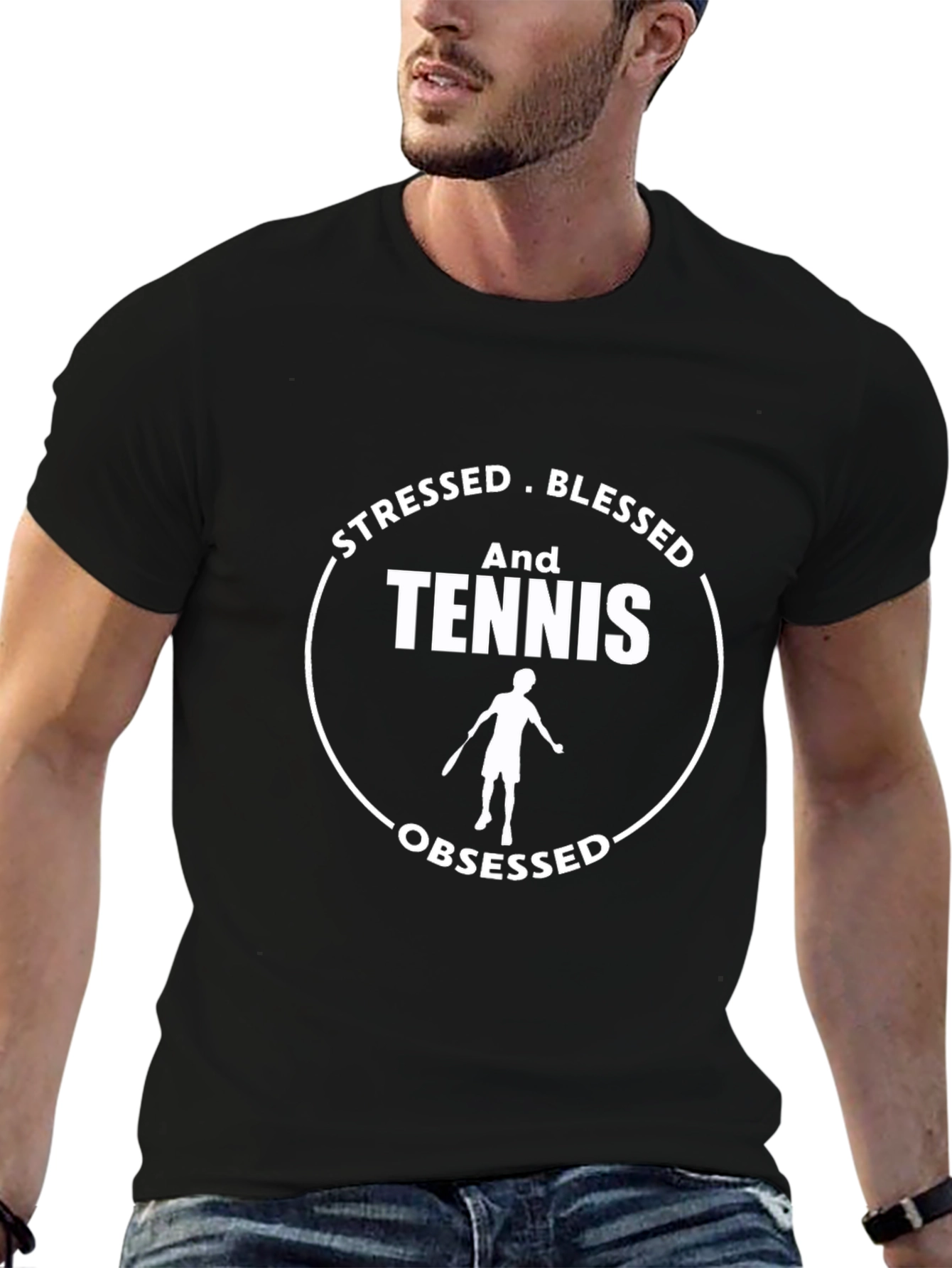 Stressed Blessed Tennis Obsessed Graphic T-Shirt