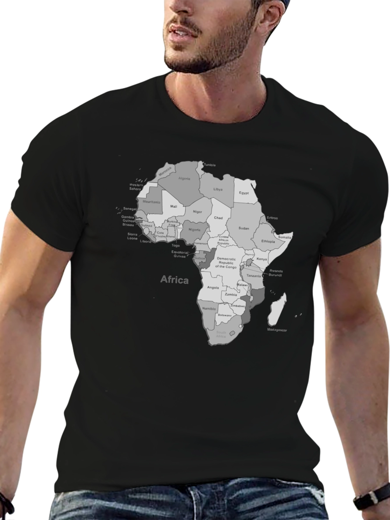 Africa Map T-Shirt - Black Graphic Tee