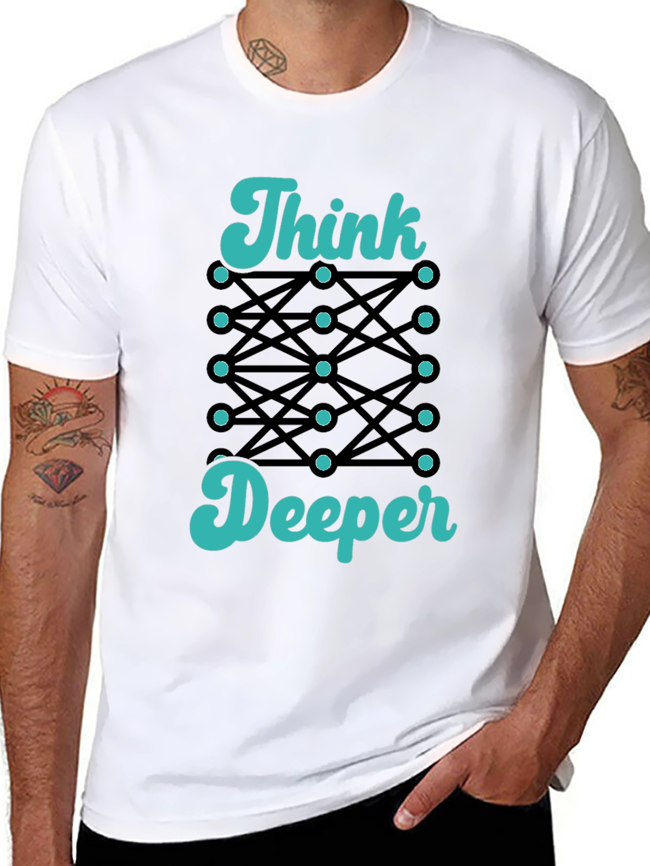 Think Deeper Graphic Tee - Black Cotton T-Shirt