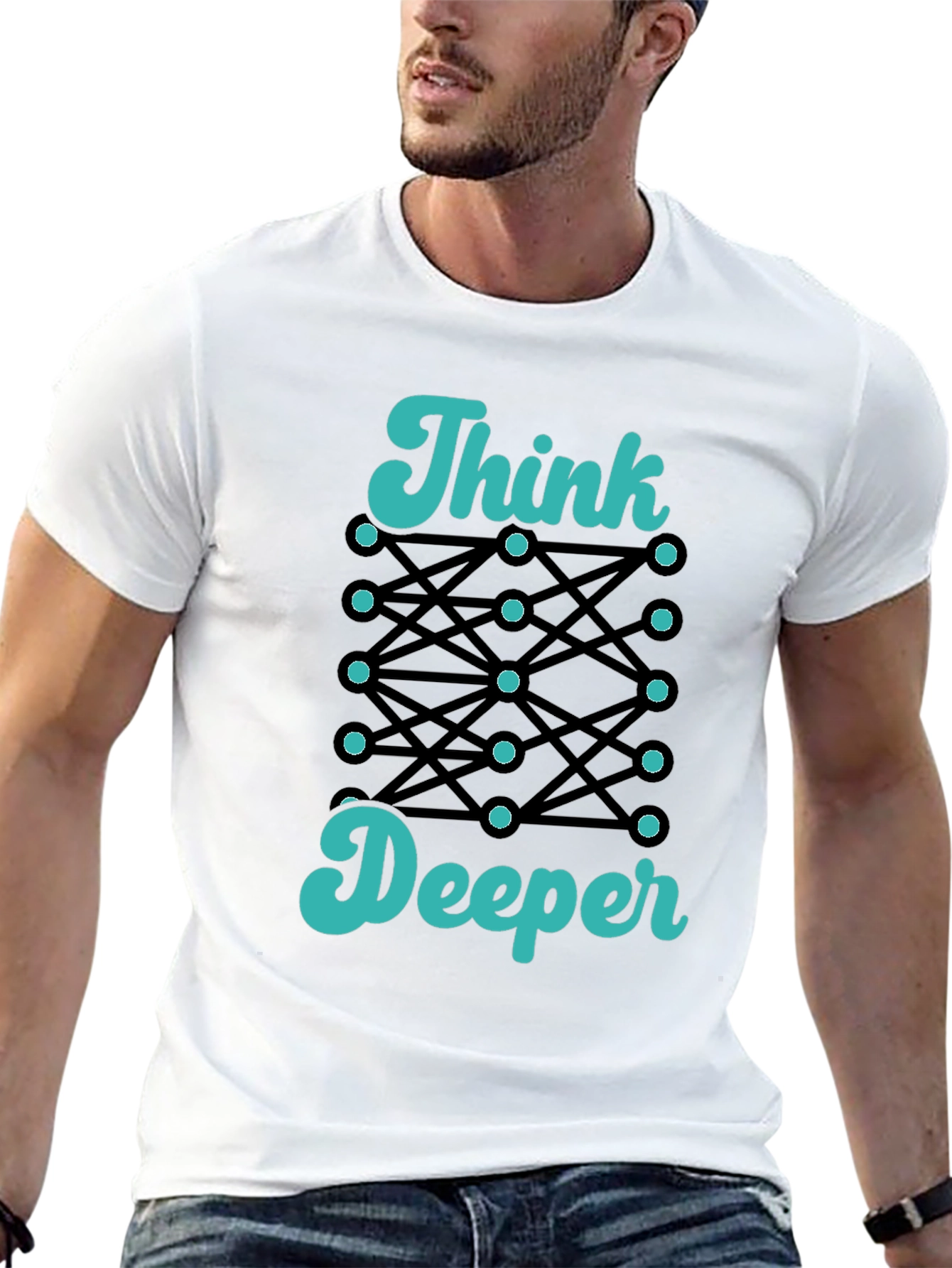 Think Deeper Graphic Tee - Black Cotton T-Shirt