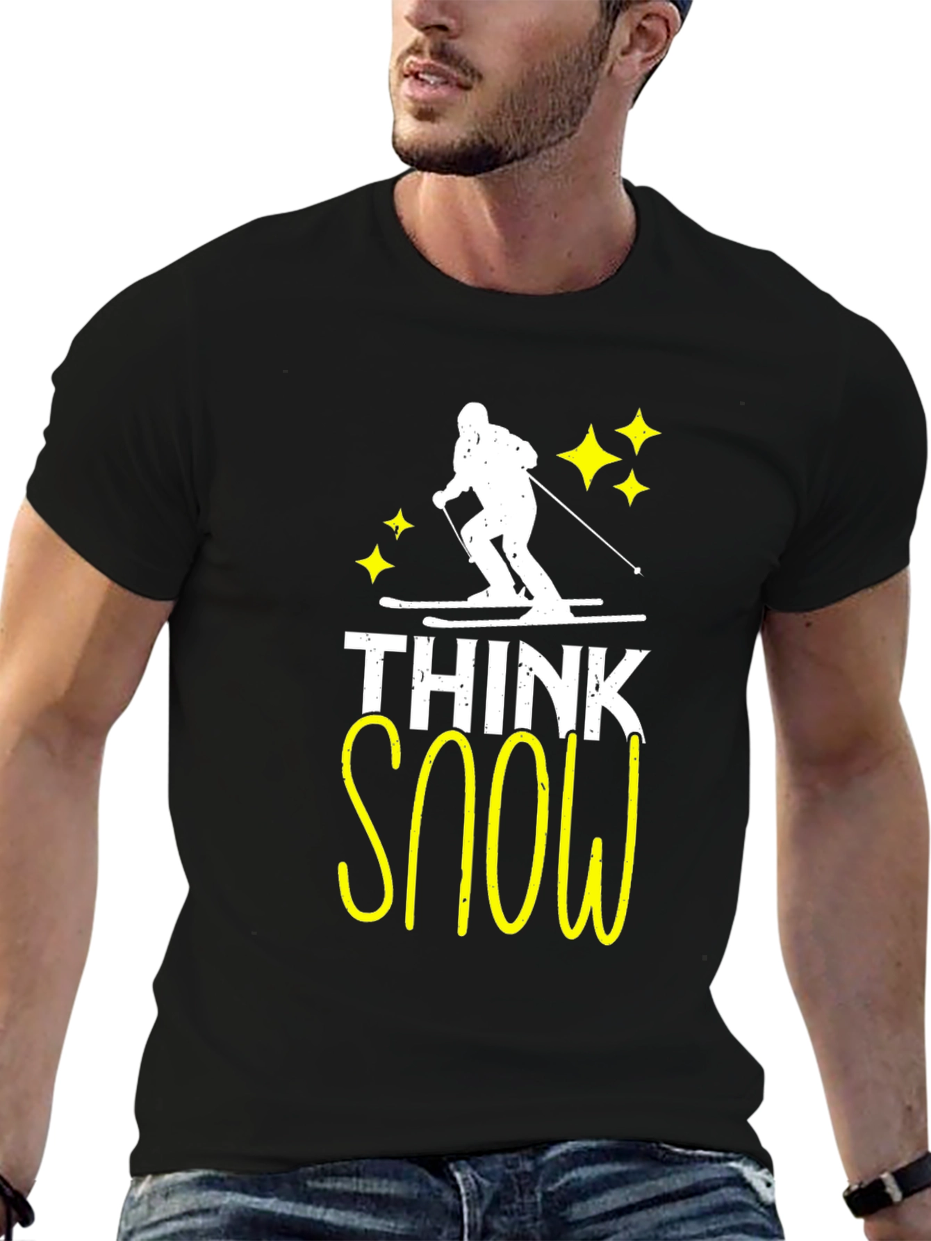 Think Snow Skiing T-Shirt - Black