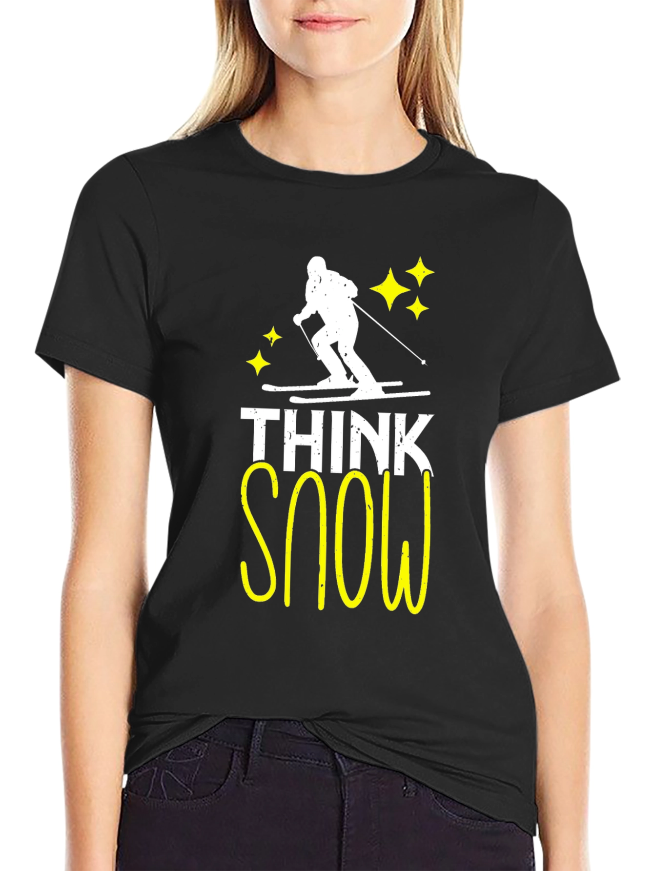 Think Snow Skiing T-Shirt - Black