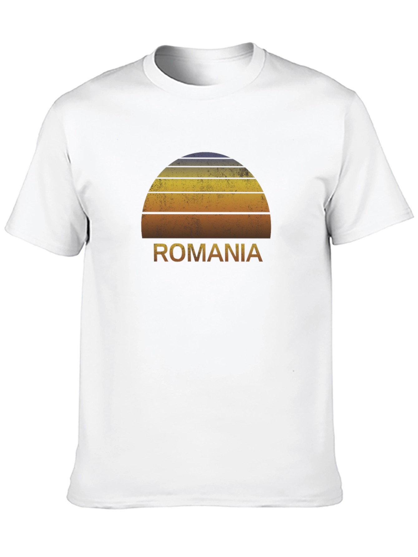 Romania Retro Sunset Graphic Tee - Black Cotton T-Shirt