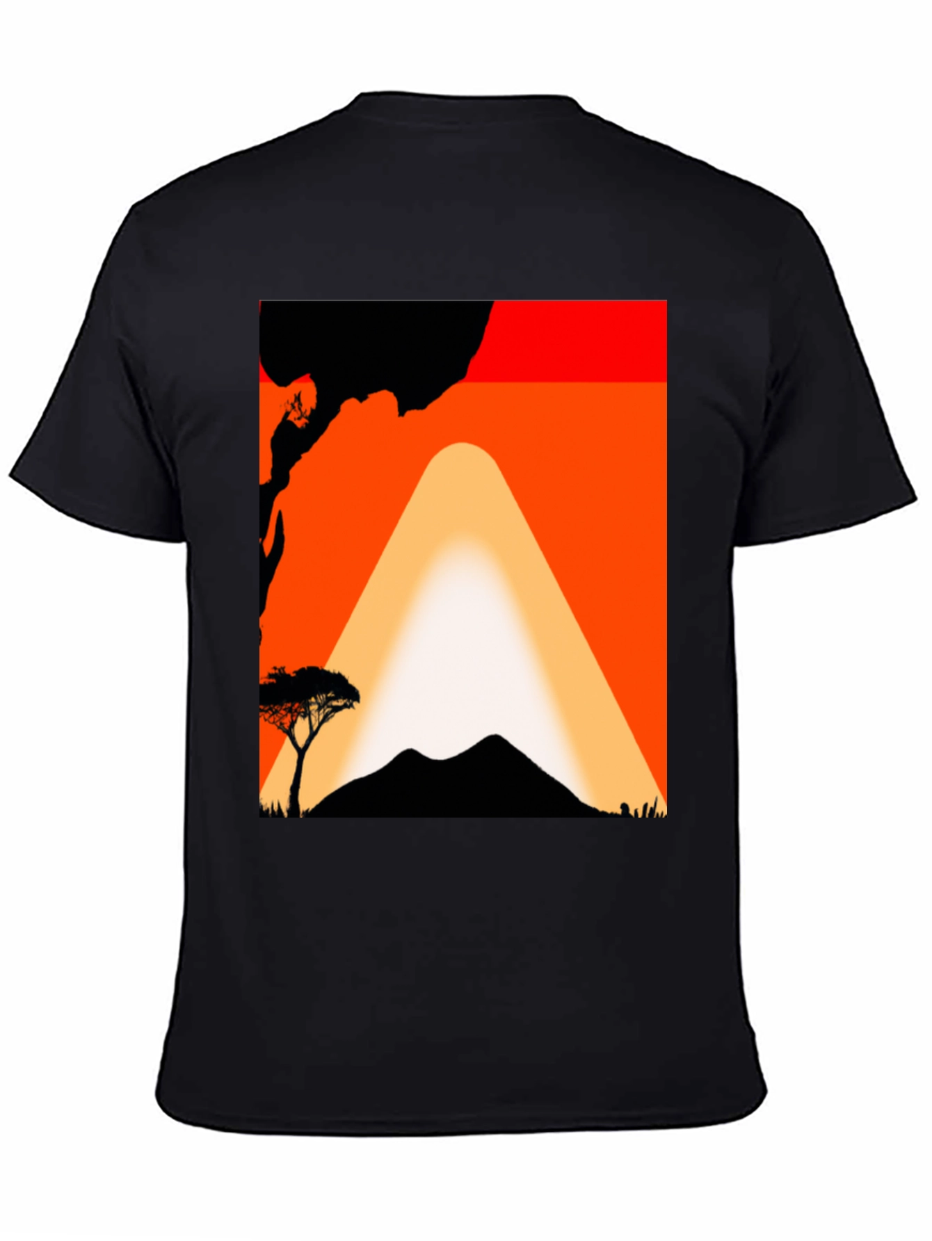 Sunset Mountain Graphic Tee - Black Cotton T-Shirt