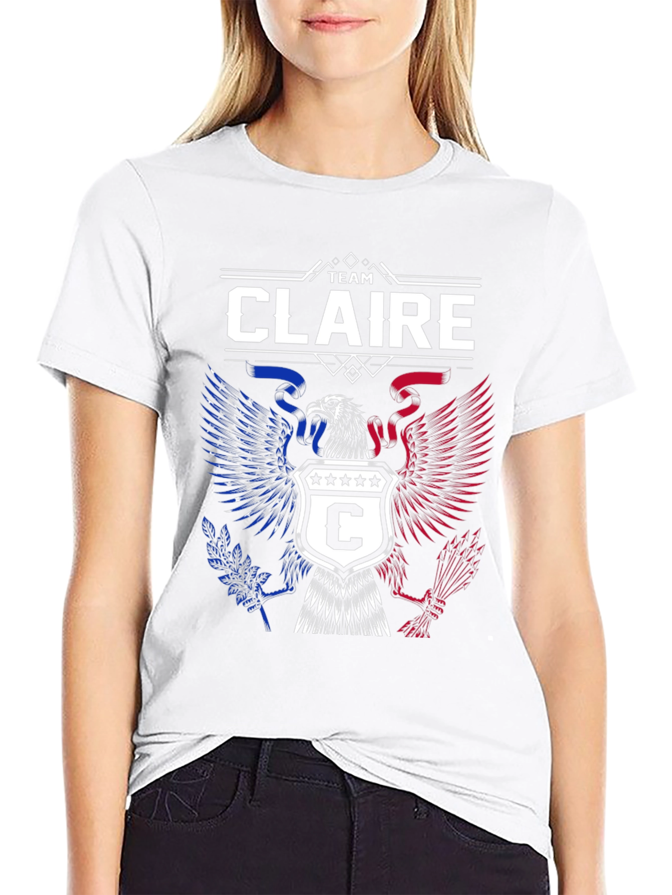 Team Claire Patriotic Eagle Crest T-Shirt