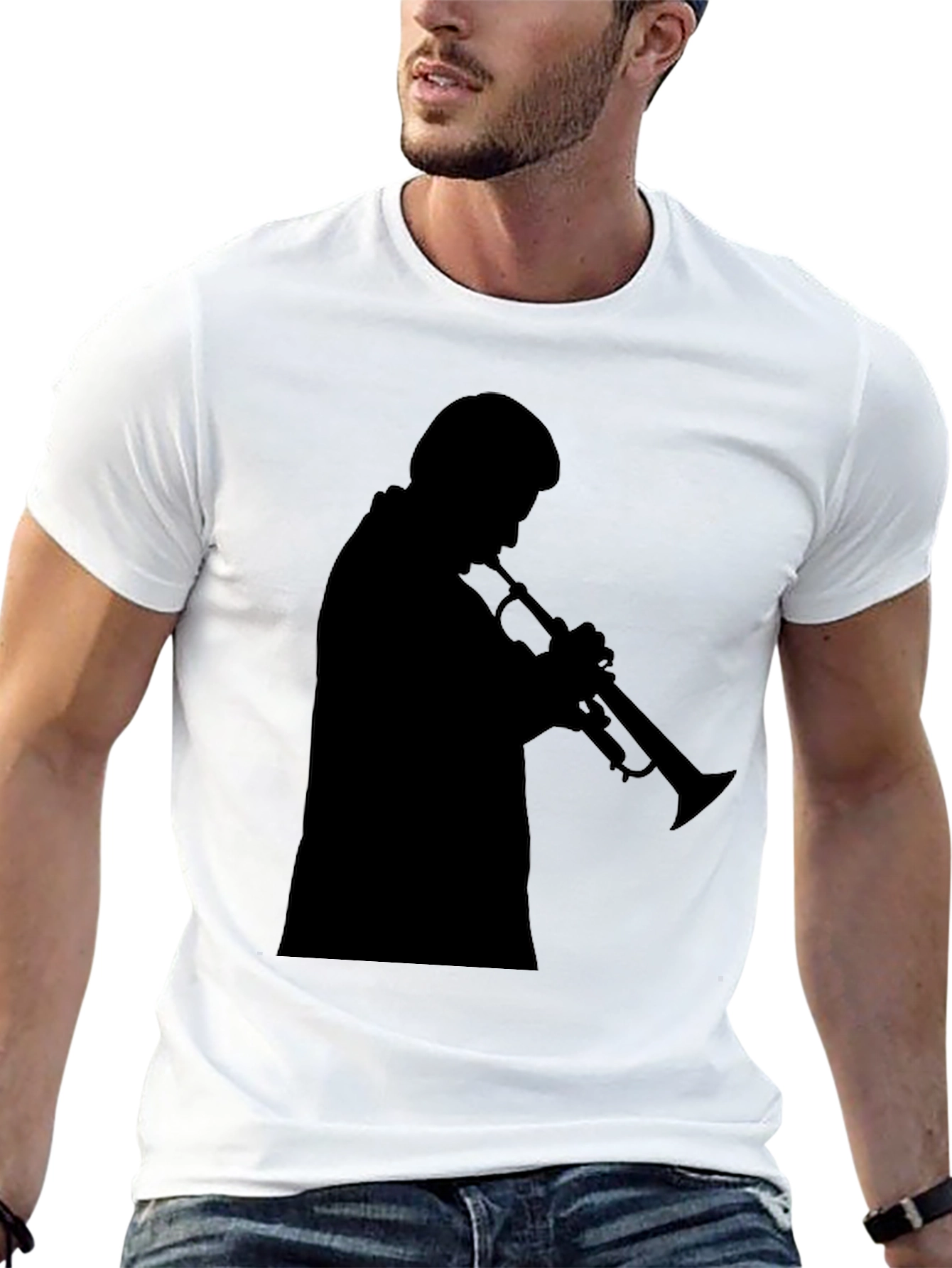 Trumpet Player Silhouette Black T-Shirt
