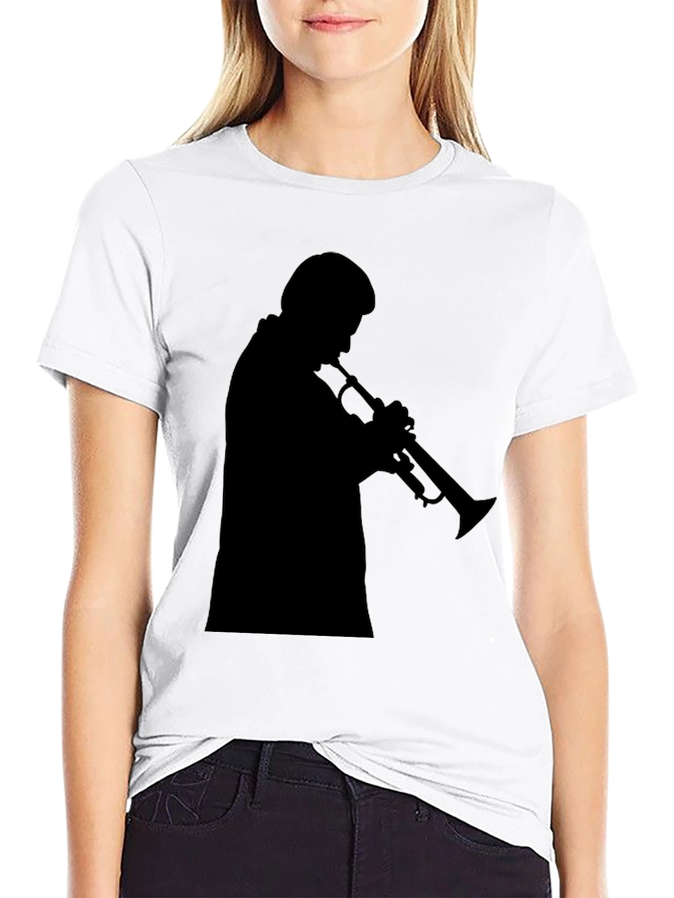 Trumpet Player Silhouette Black T-Shirt