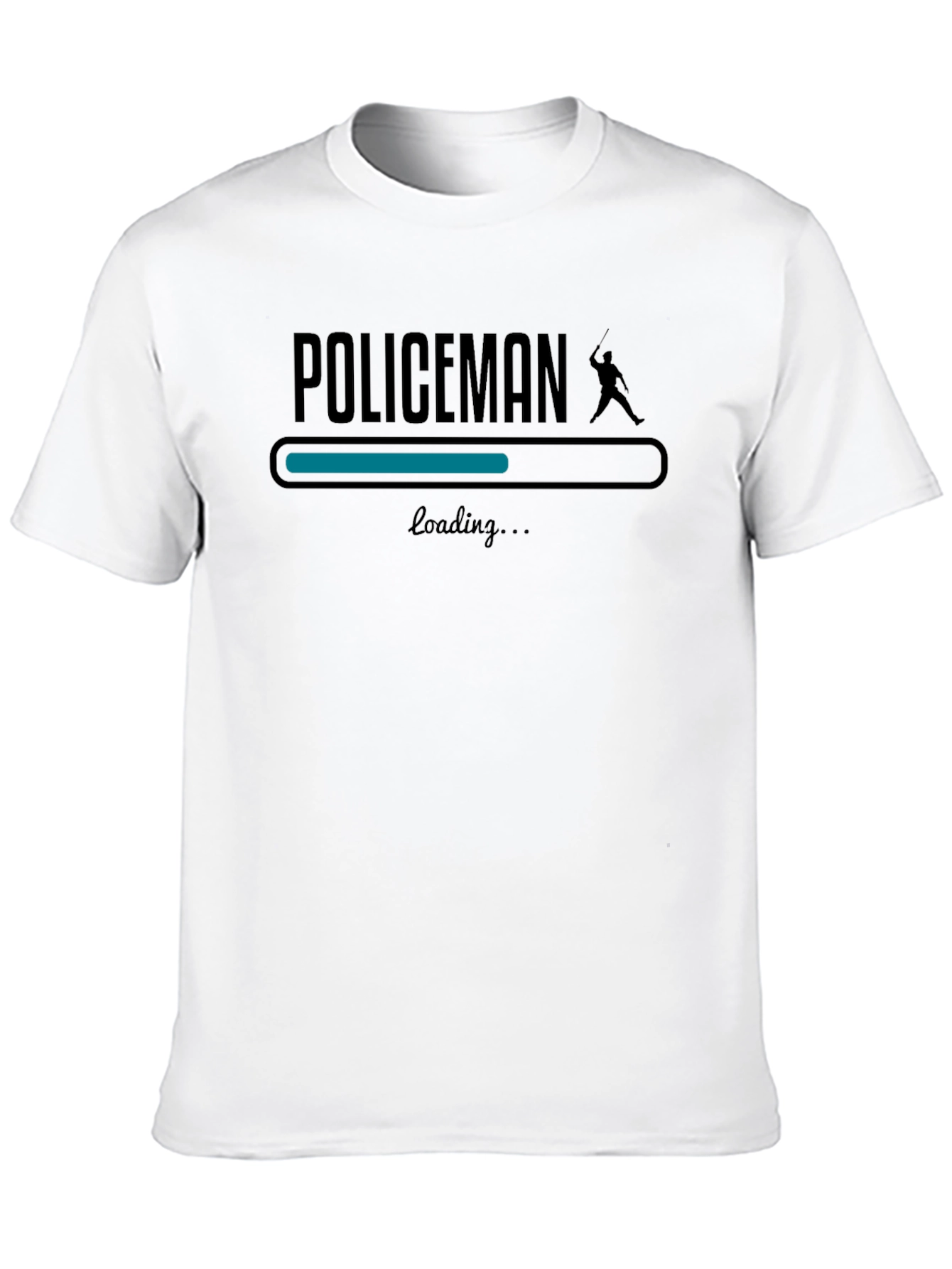 Policeman Loading Graphic Tee - Black Cotton T-Shirt