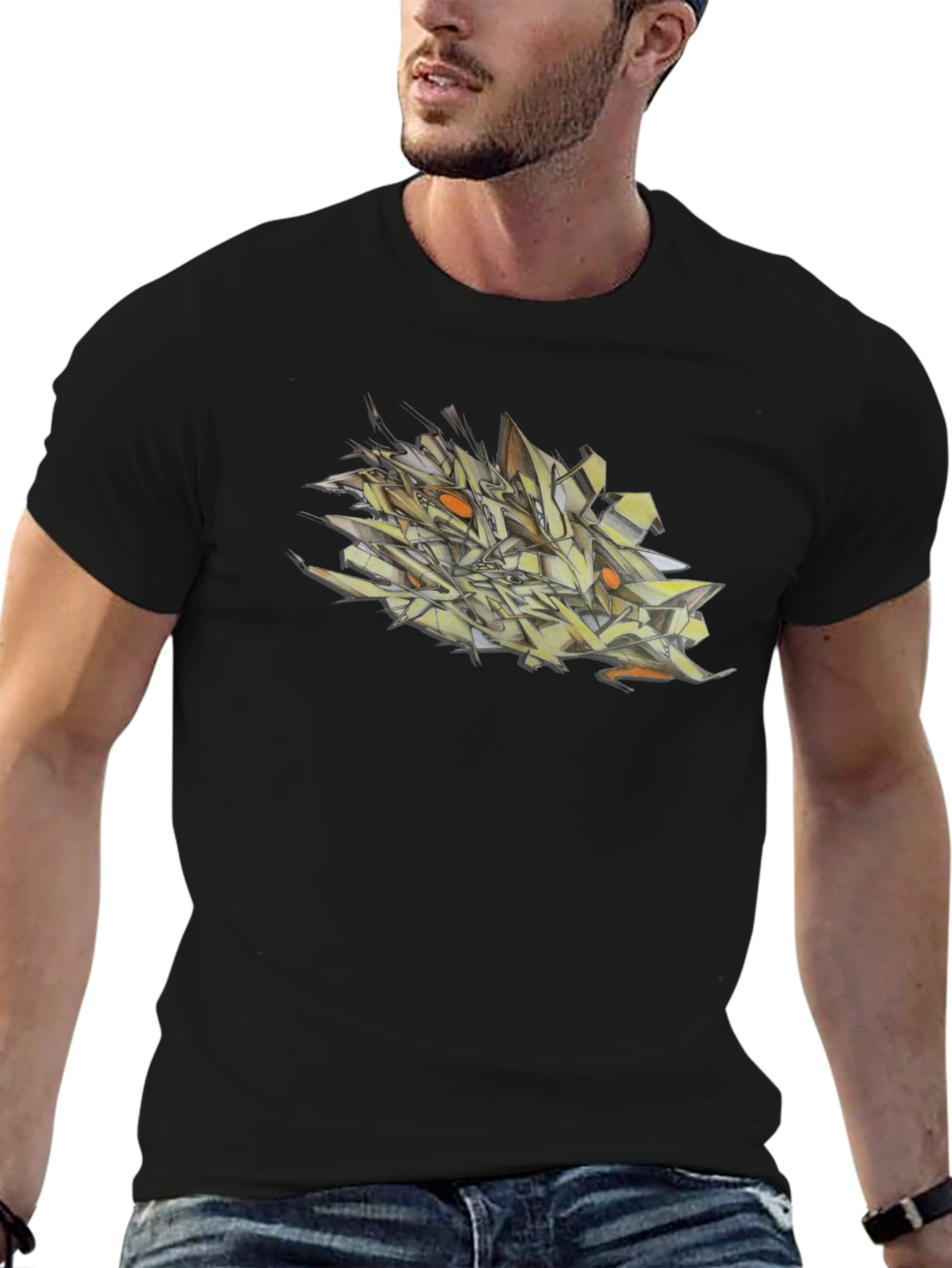 Abstract Graffiti Art Mens Black T-Shirt