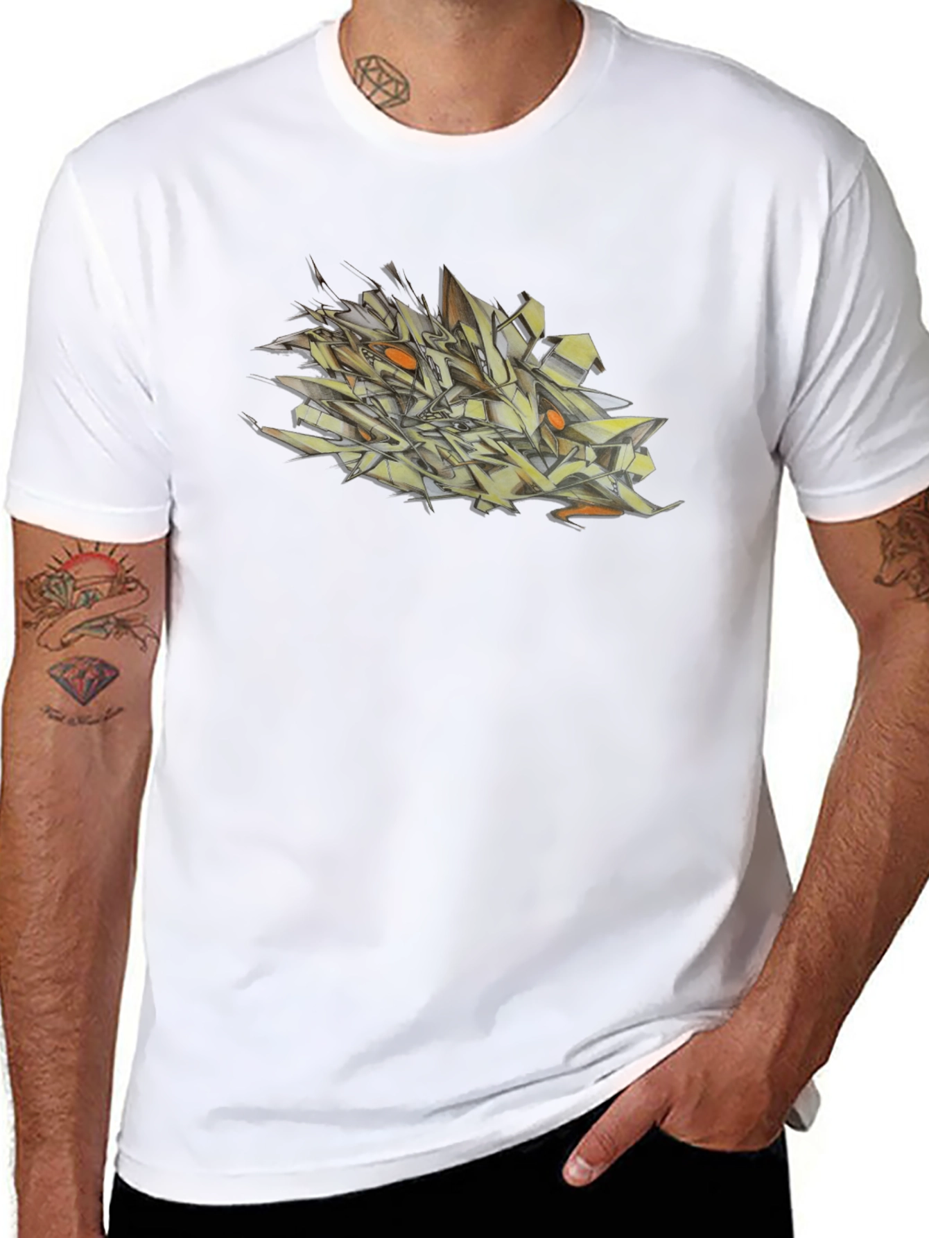 Abstract Graffiti Art Mens Black T-Shirt
