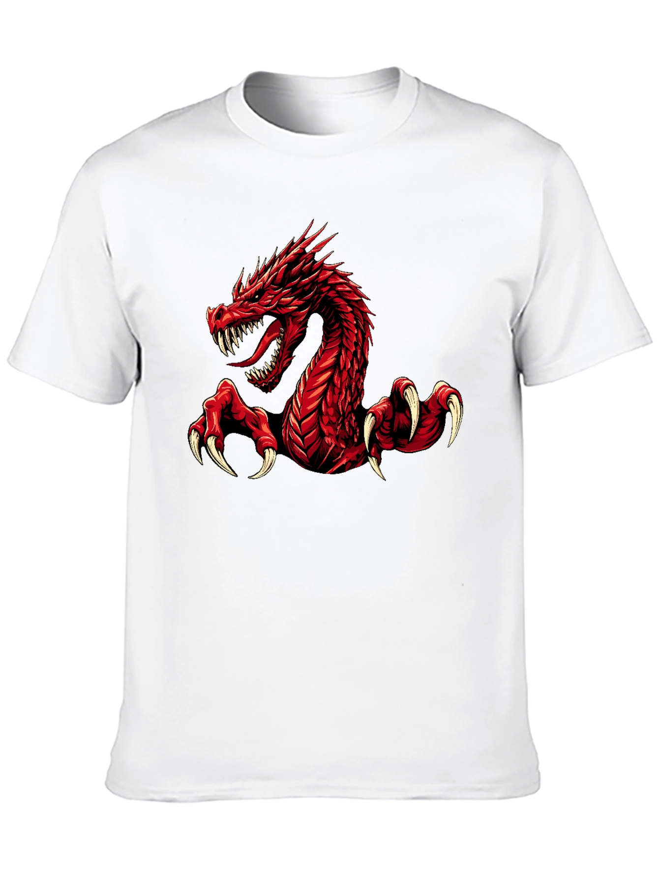 Red Dragon Graphic Print Black T-Shirt