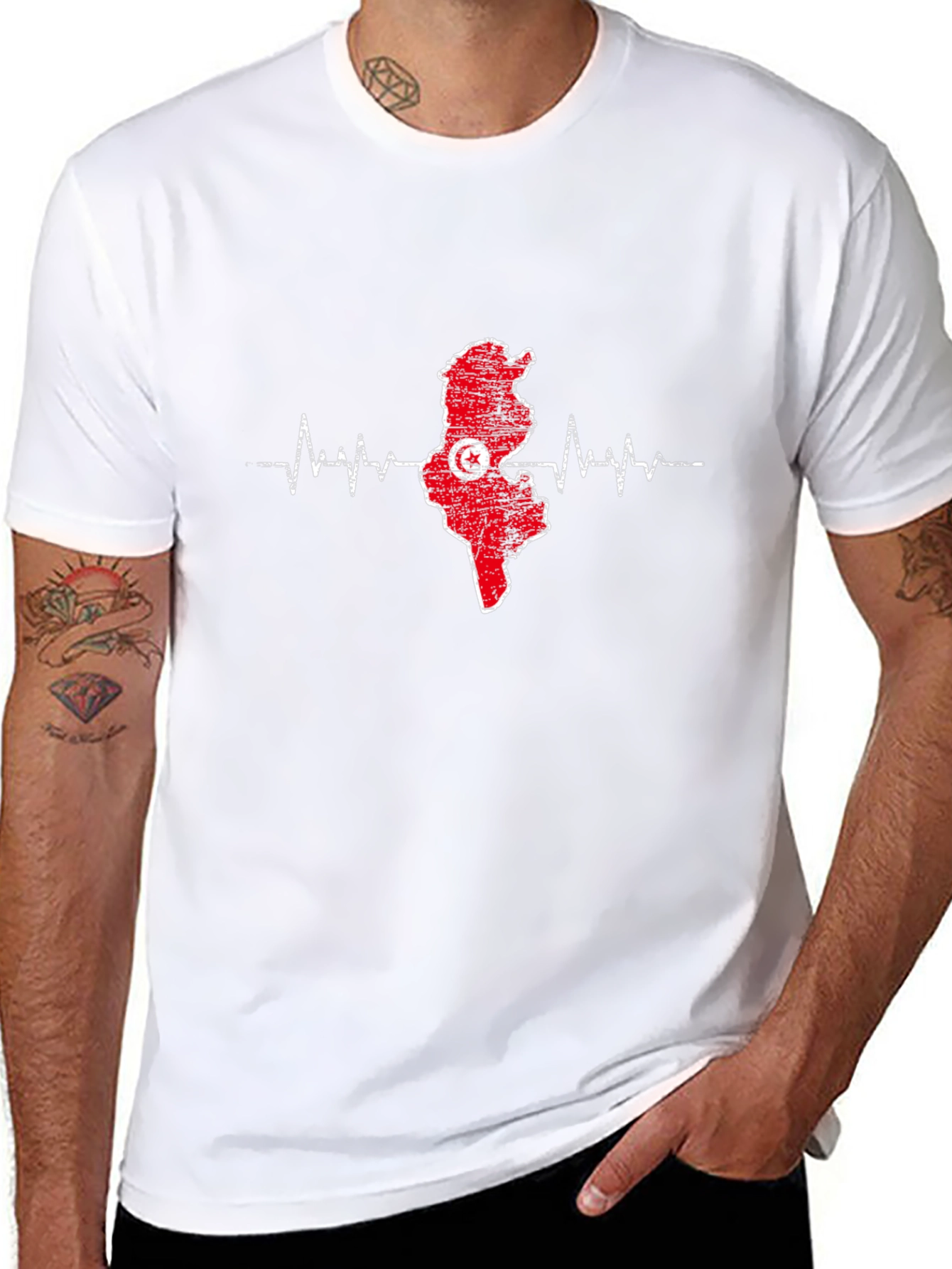 Tunisia Heartbeat T-Shirt - Black