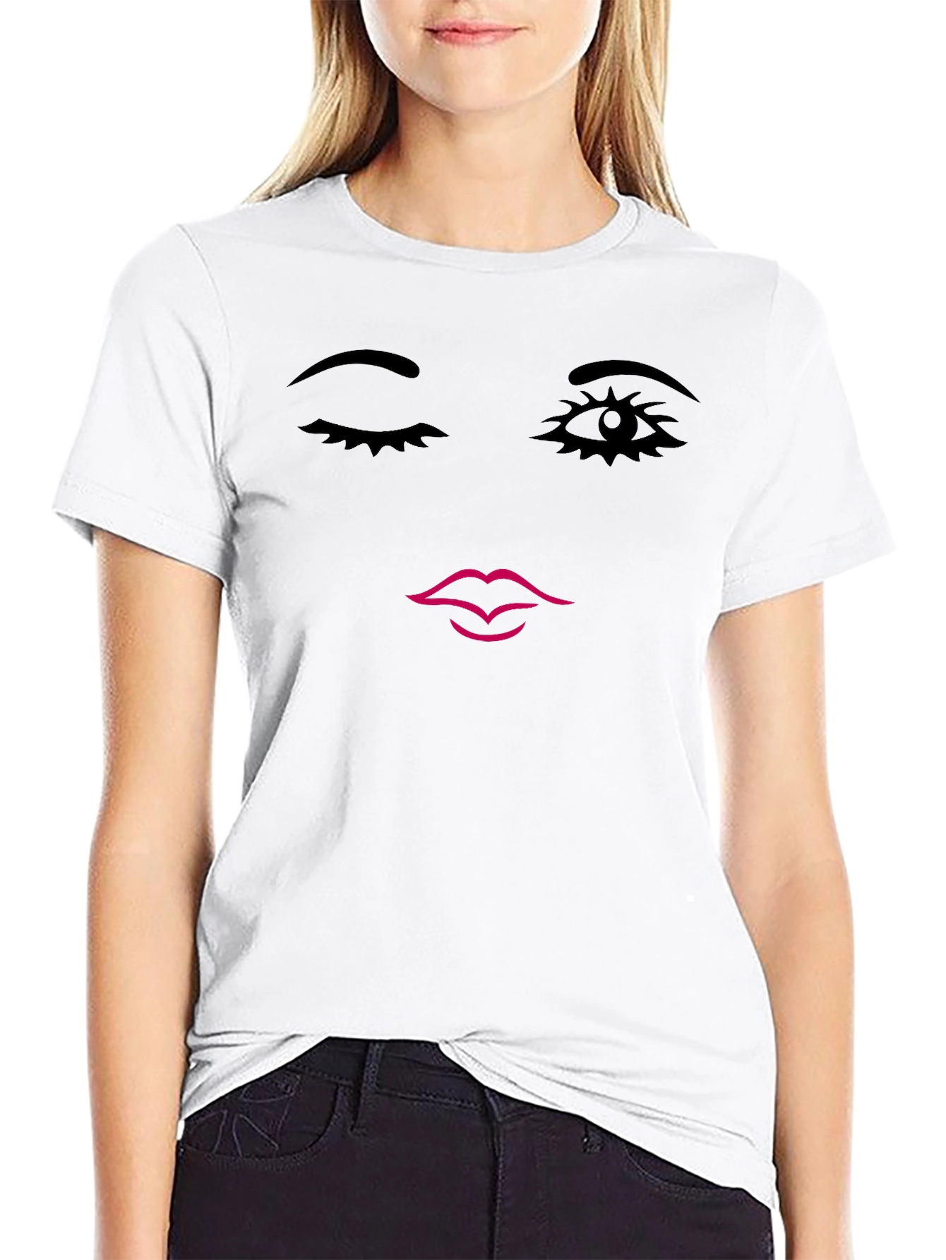 Winking Face Graphic Tee - Unisex Black T-Shirt