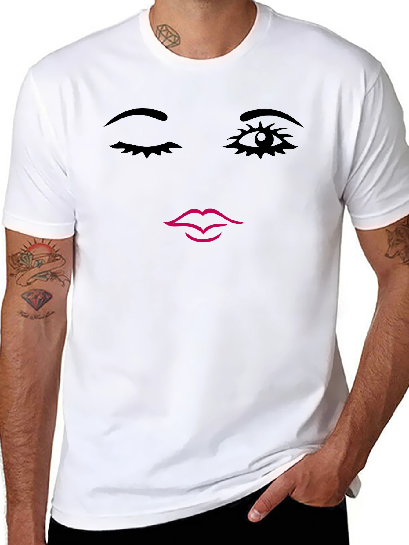 Winking Face Graphic Tee - Unisex Black T-Shirt
