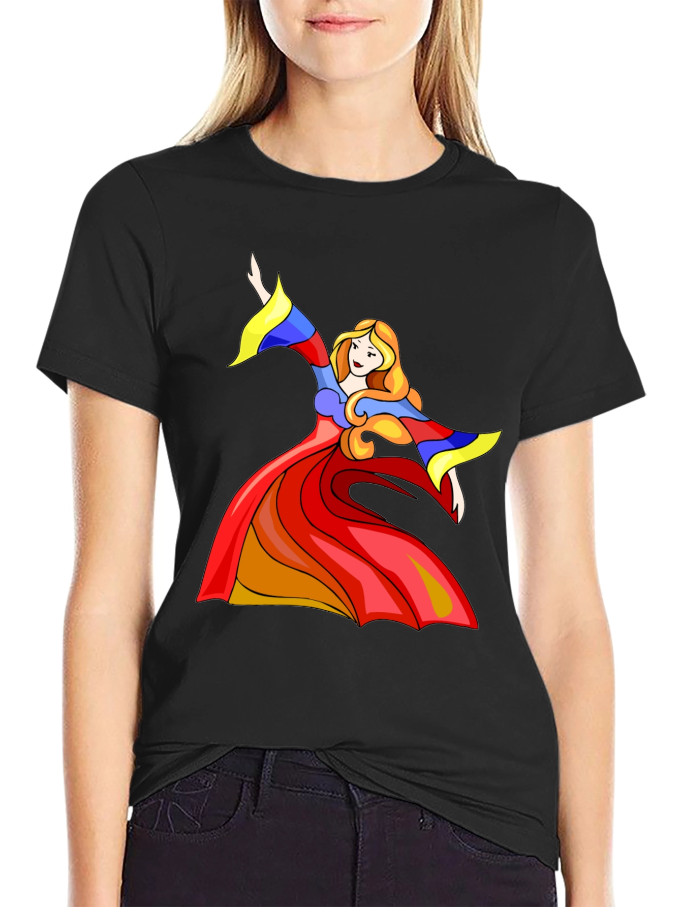 Woman Dancer Graphic Tee - Stylish Black T-Shirt