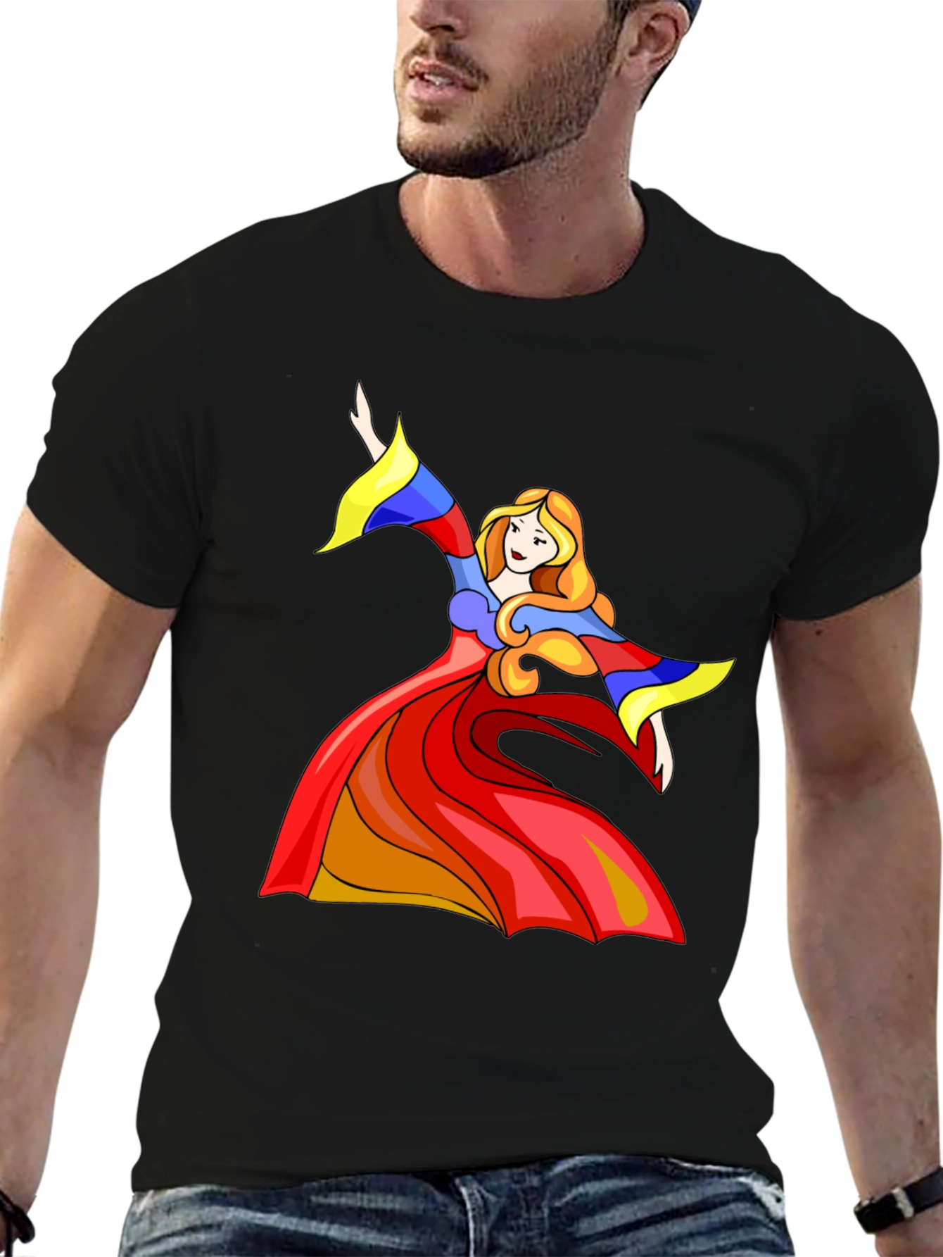 Woman Dancer Graphic Tee - Stylish Black T-Shirt