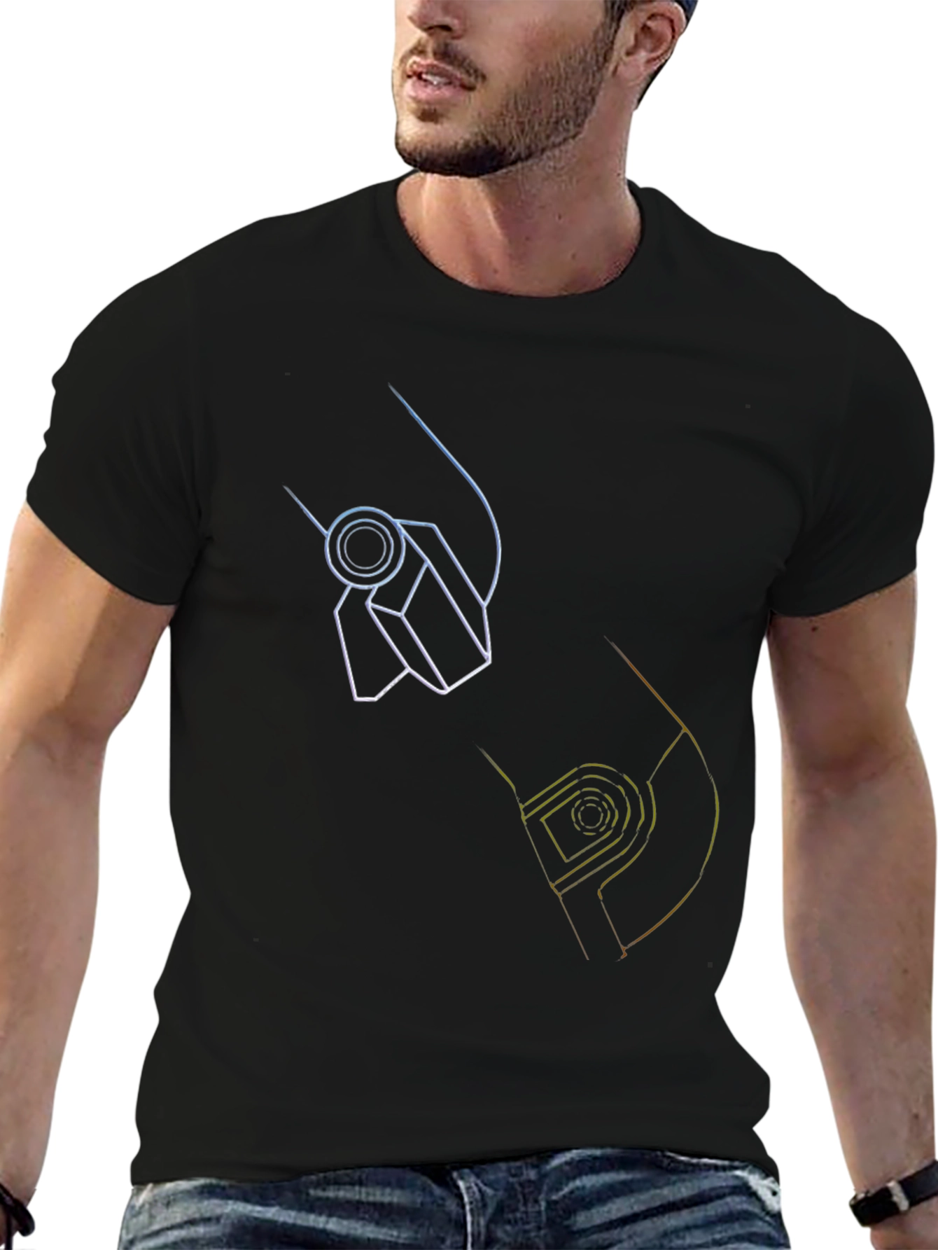 Abstract Graphic Print Mens Black T-Shirt