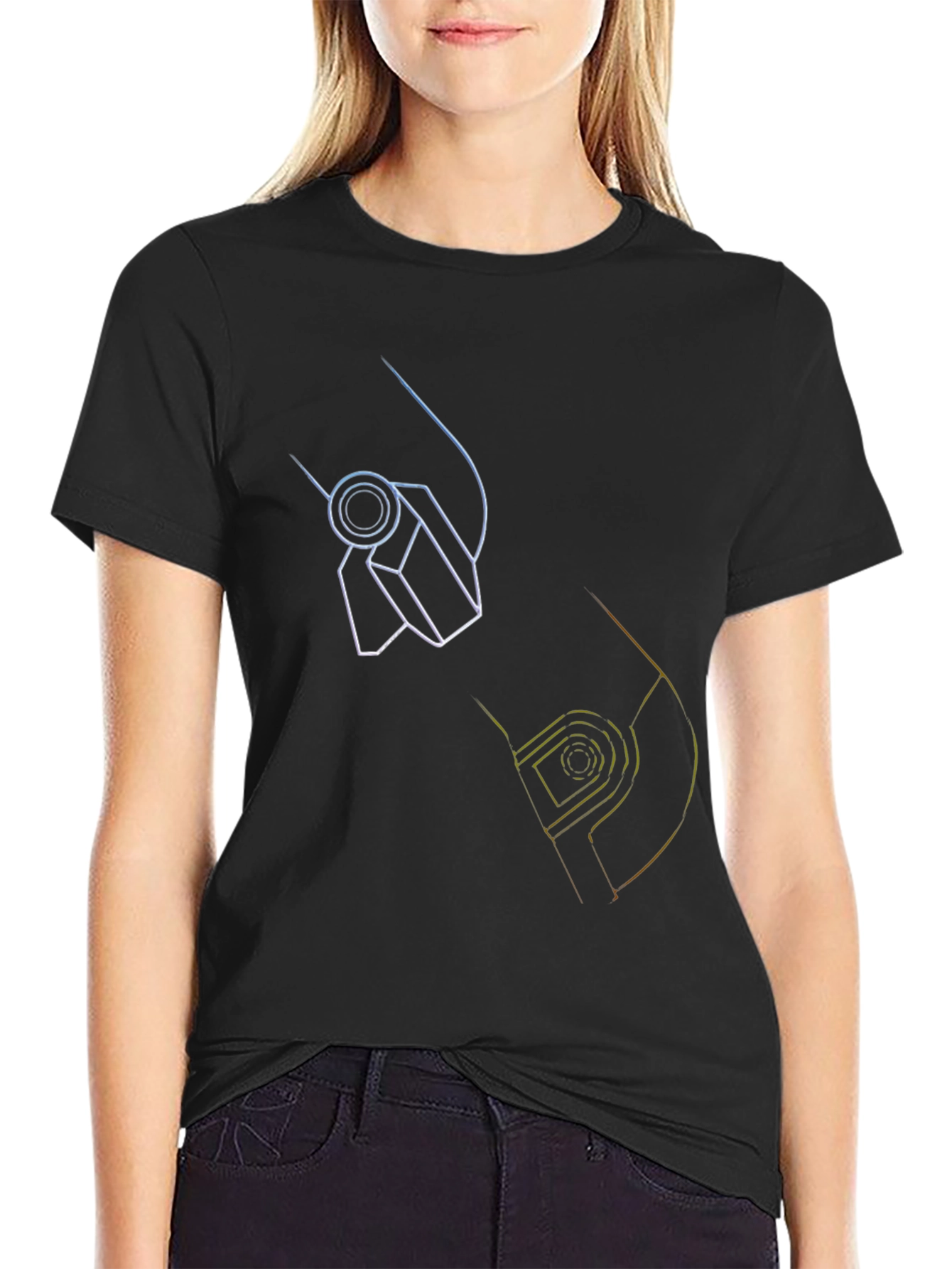 Abstract Graphic Print Mens Black T-Shirt