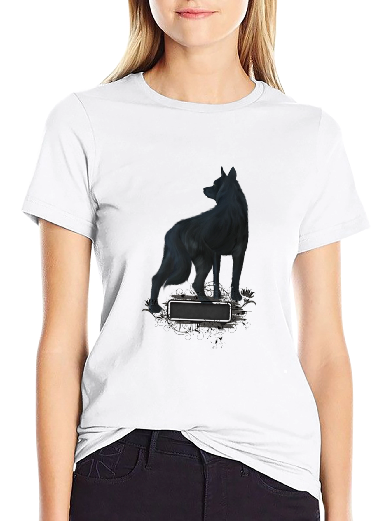 Wolf Graphic Print Black T-Shirt