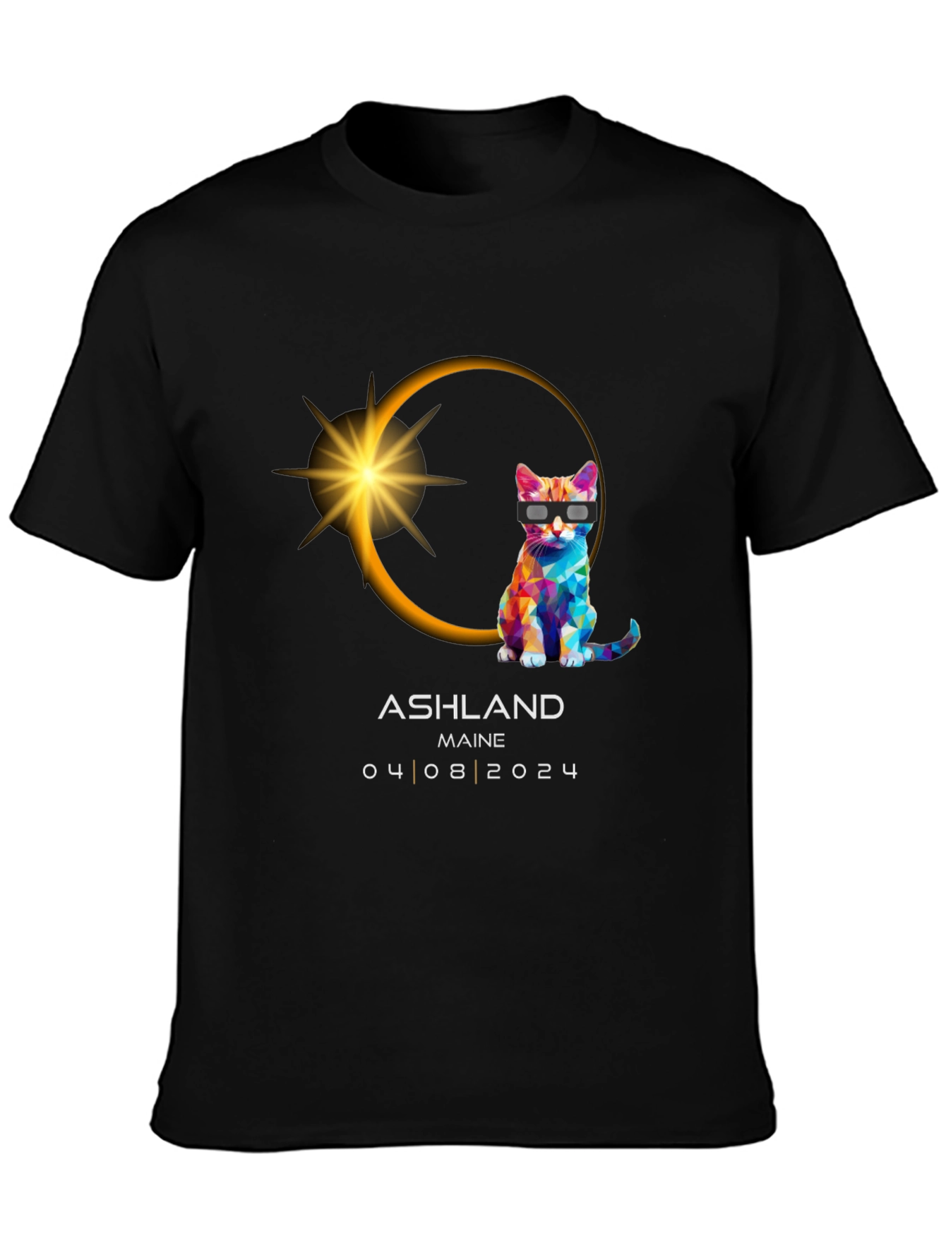 Ashland Maine Eclipse Cat T-Shirt - 04/08/2024