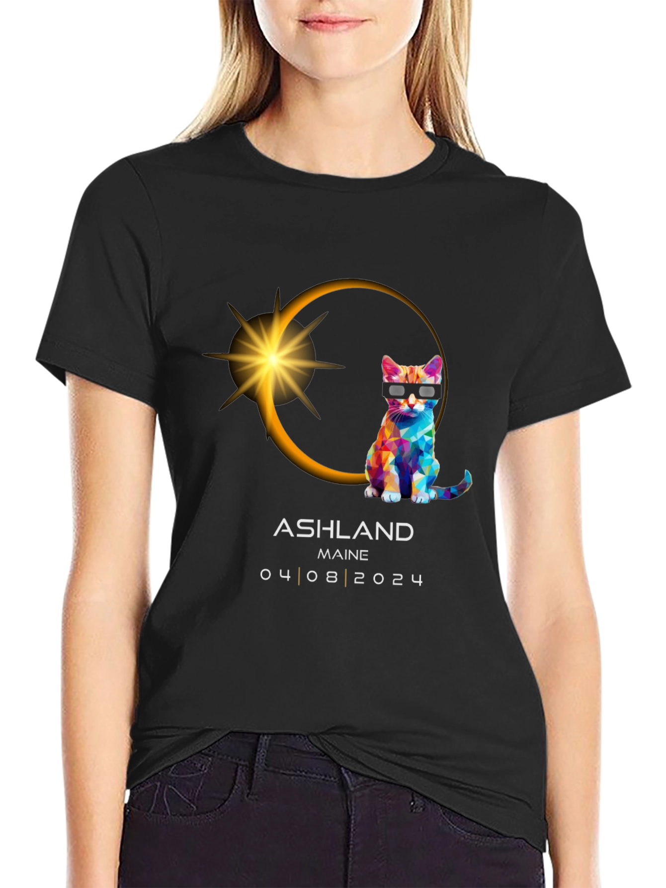 Ashland Maine Eclipse Cat T-Shirt - 04/08/2024