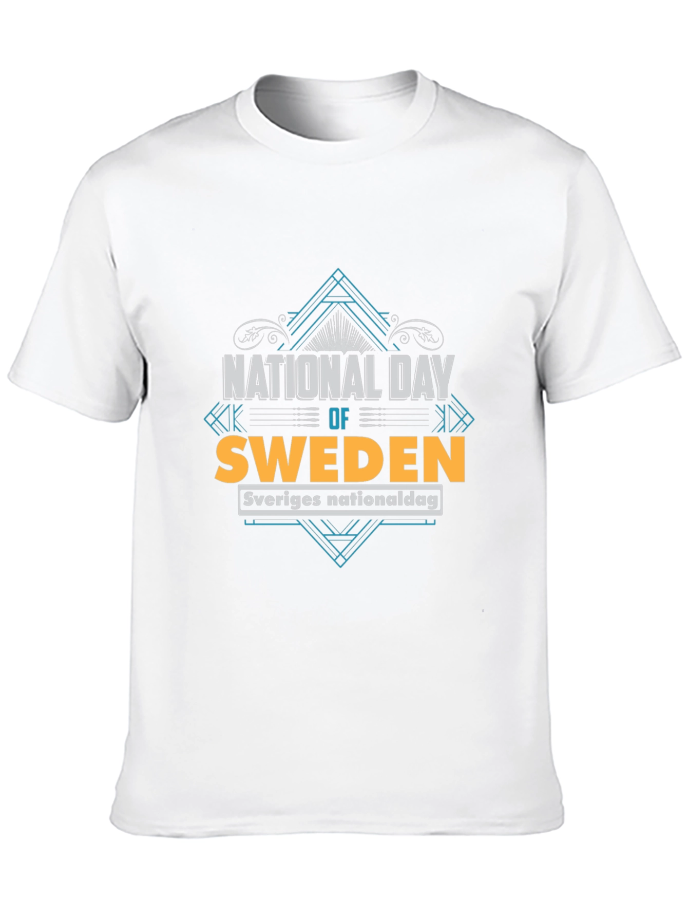 Sweden National Day T-Shirt - Black Crew Neck