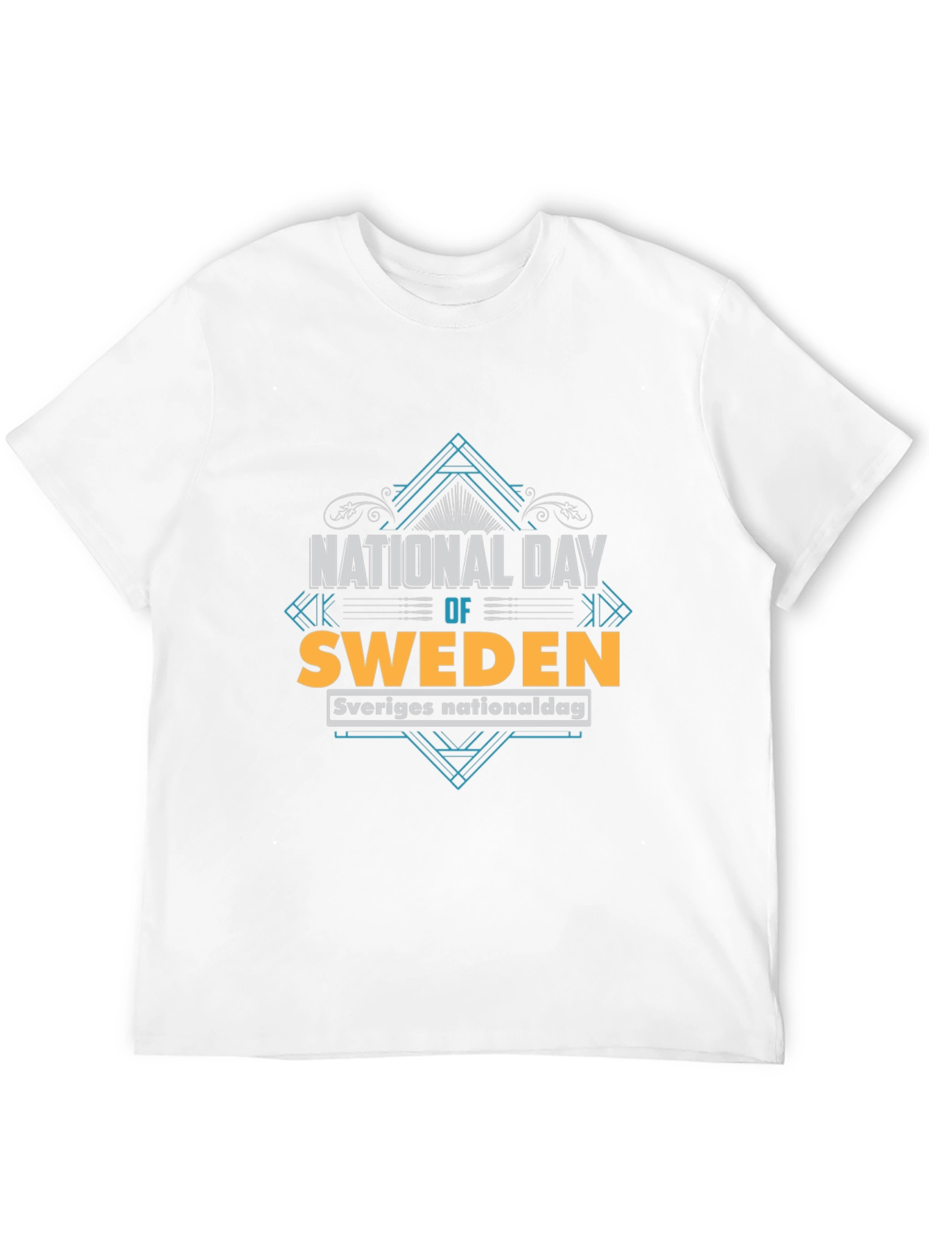 Sweden National Day T-Shirt - Black Crew Neck