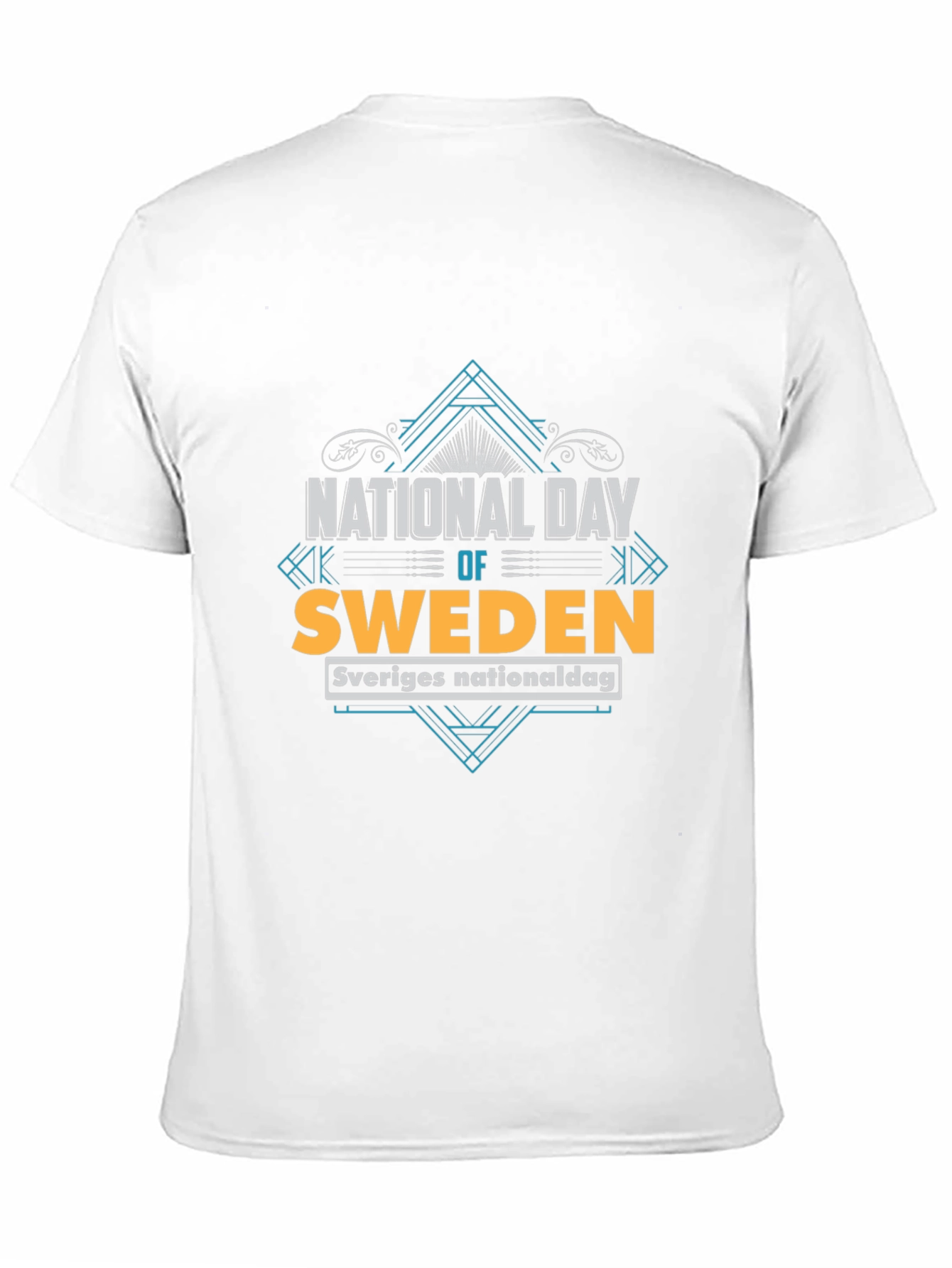 Sweden National Day T-Shirt - Black Crew Neck