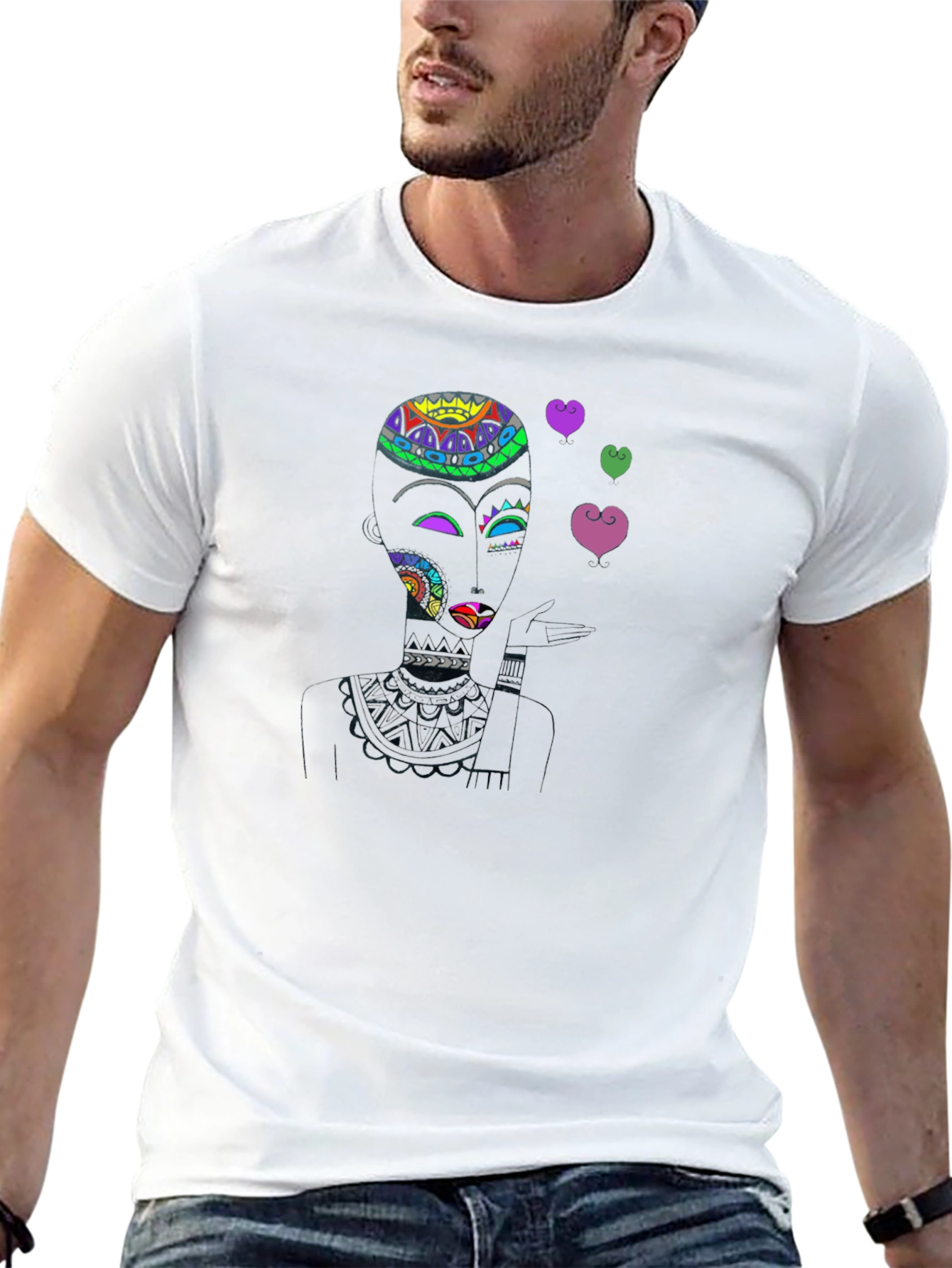 Abstract Woman Blowing Kisses Black T-Shirt