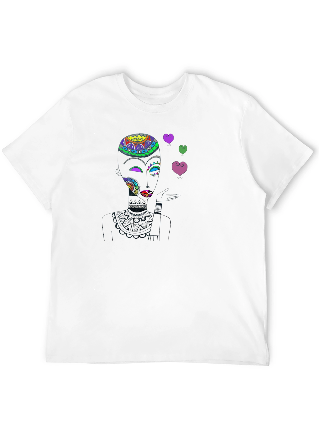 Abstract Woman Blowing Kisses Black T-Shirt