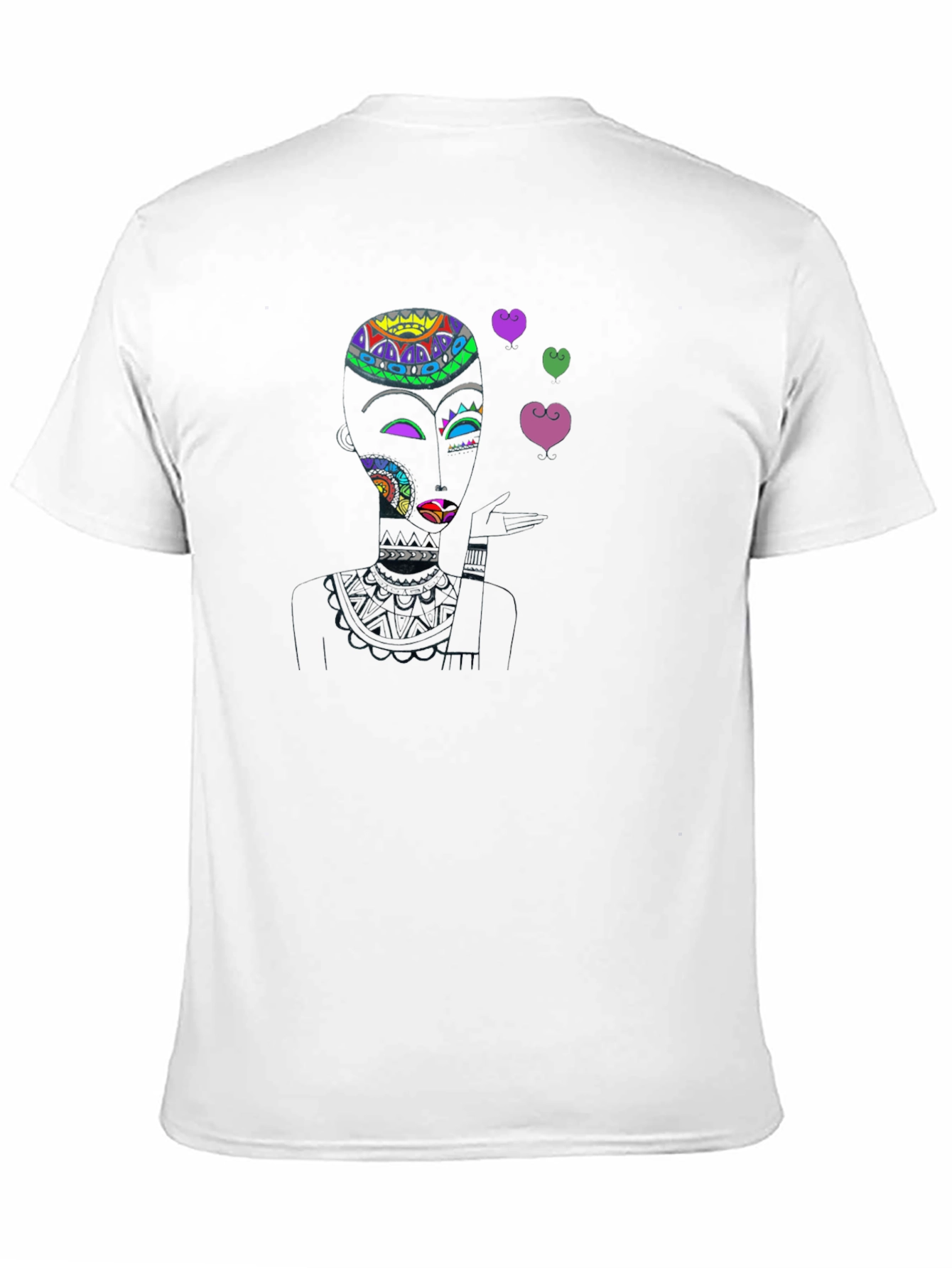 Abstract Woman Blowing Kisses Black T-Shirt