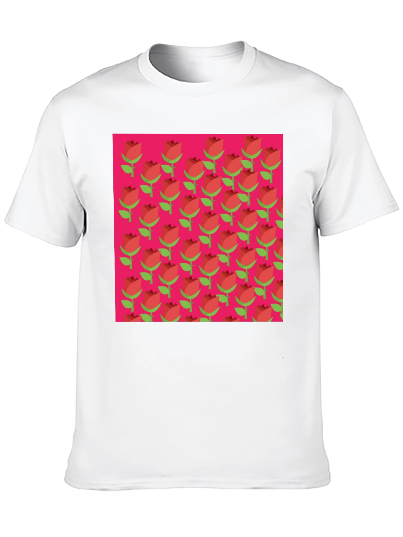 Retro Rose Pattern Tee - Black
