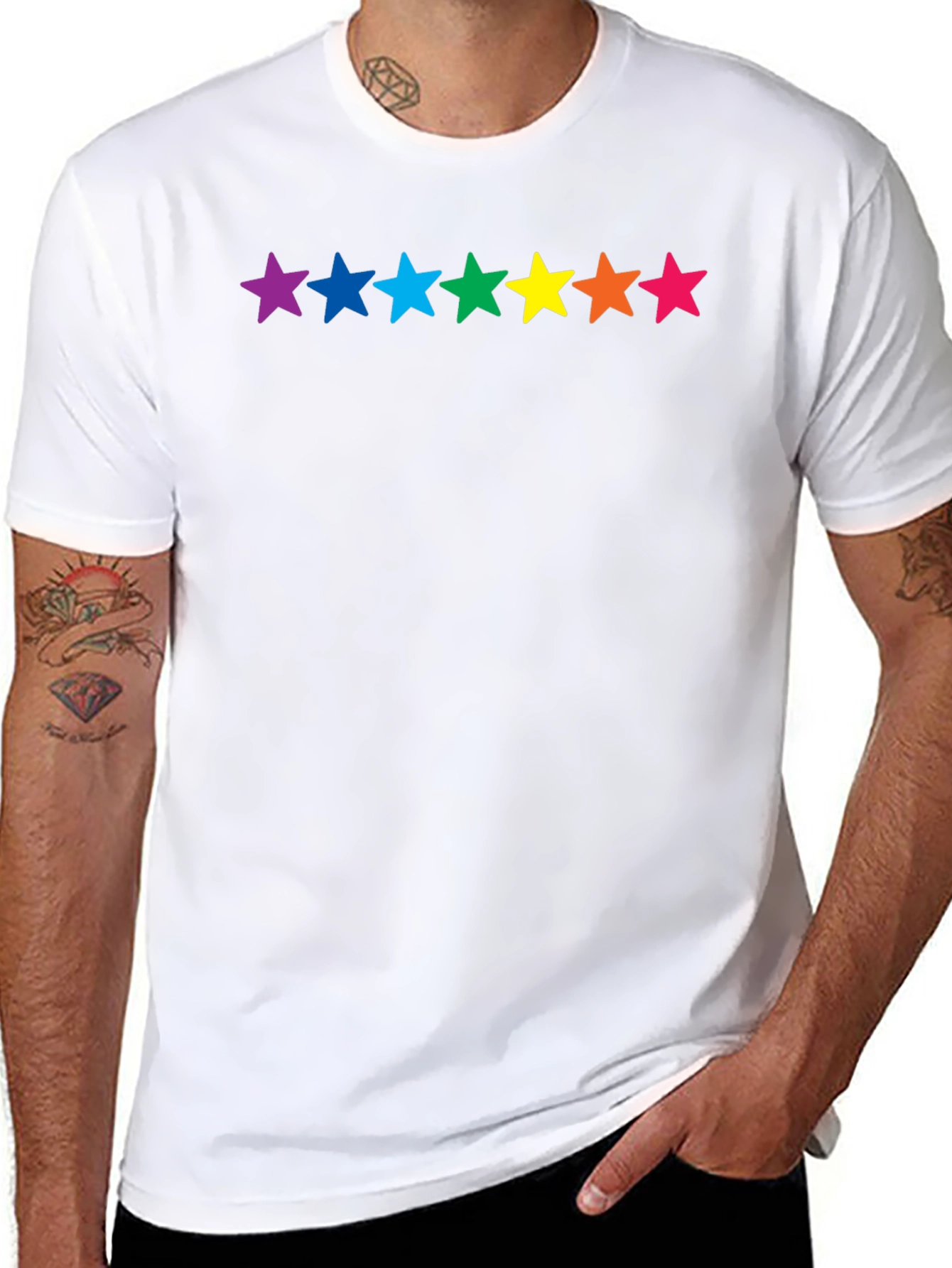 Rainbow Stars Black T-Shirt - Pride Fashion