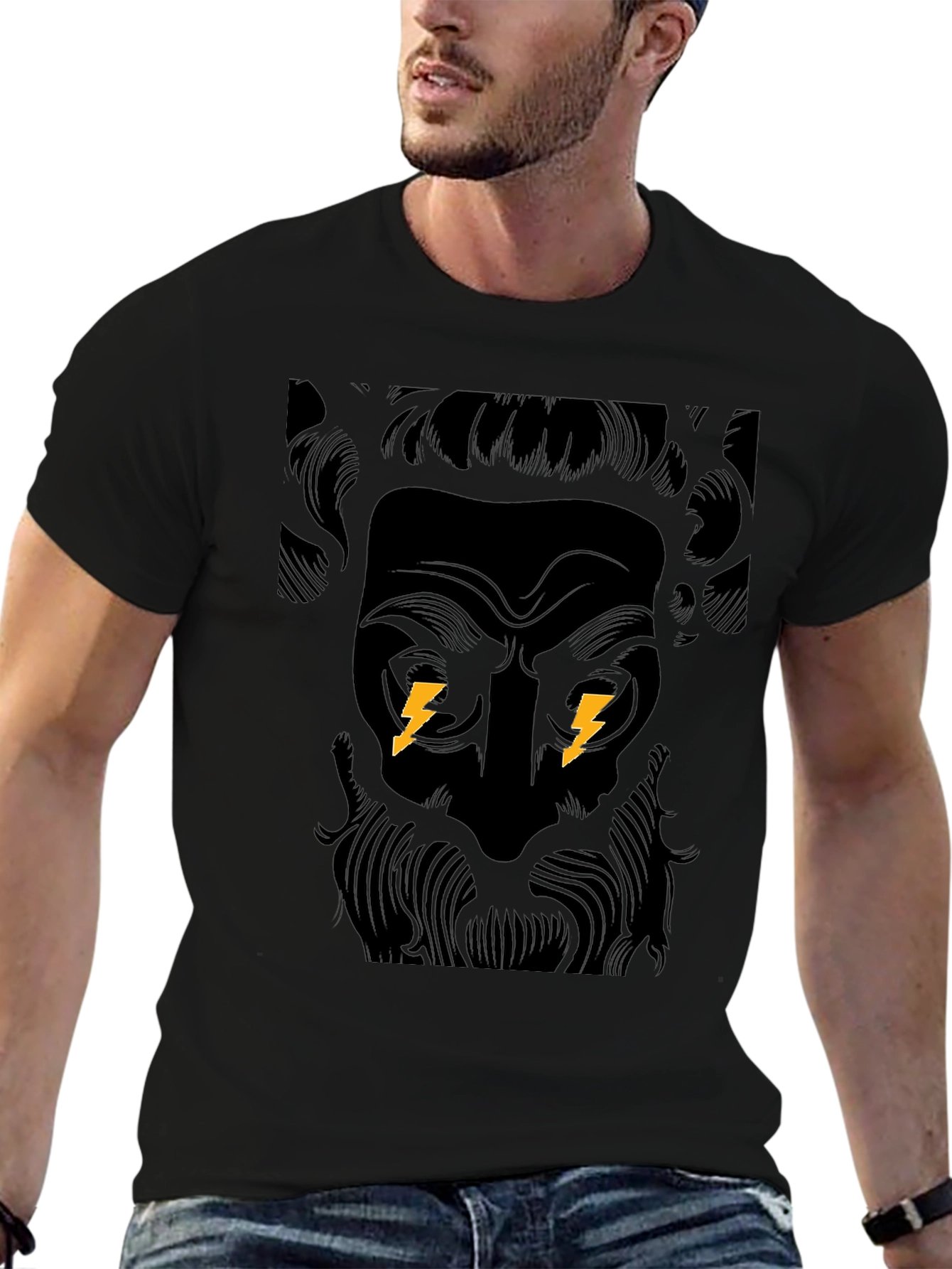 Zeus Bolt Black Graphic Tee - Powerful Design