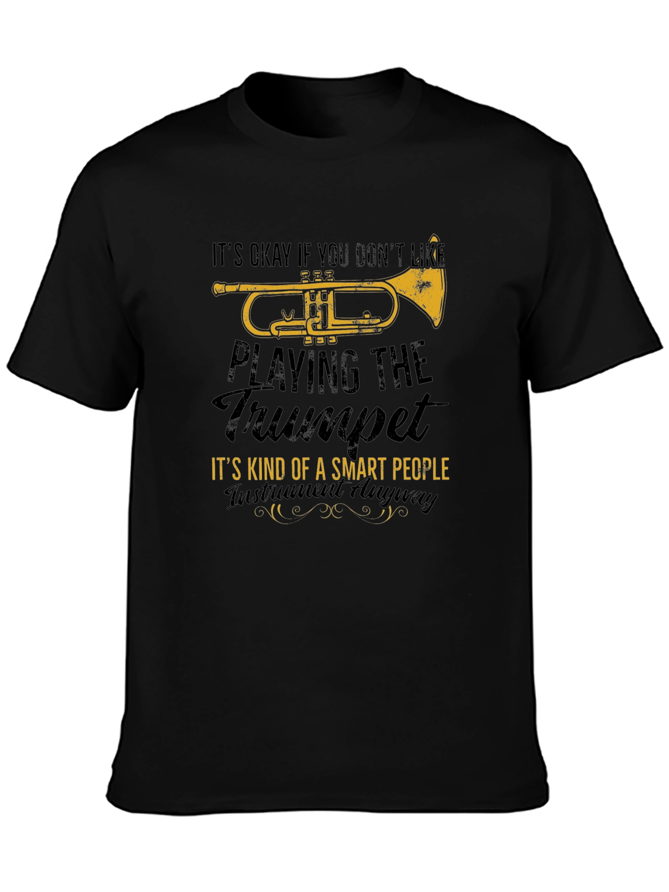 Trumpet Player Smart People Black T-Shirt