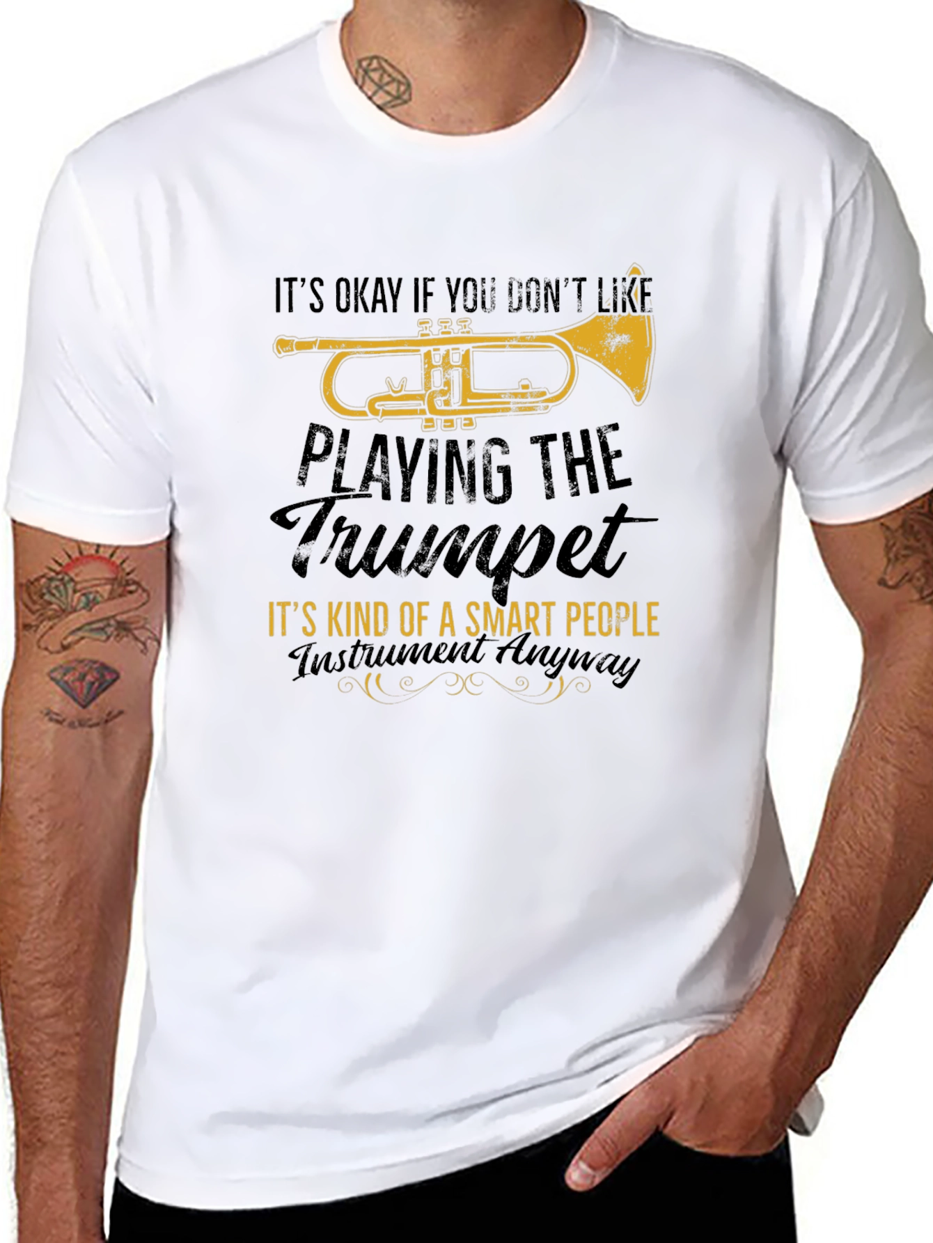 Trumpet Player Smart People Black T-Shirt