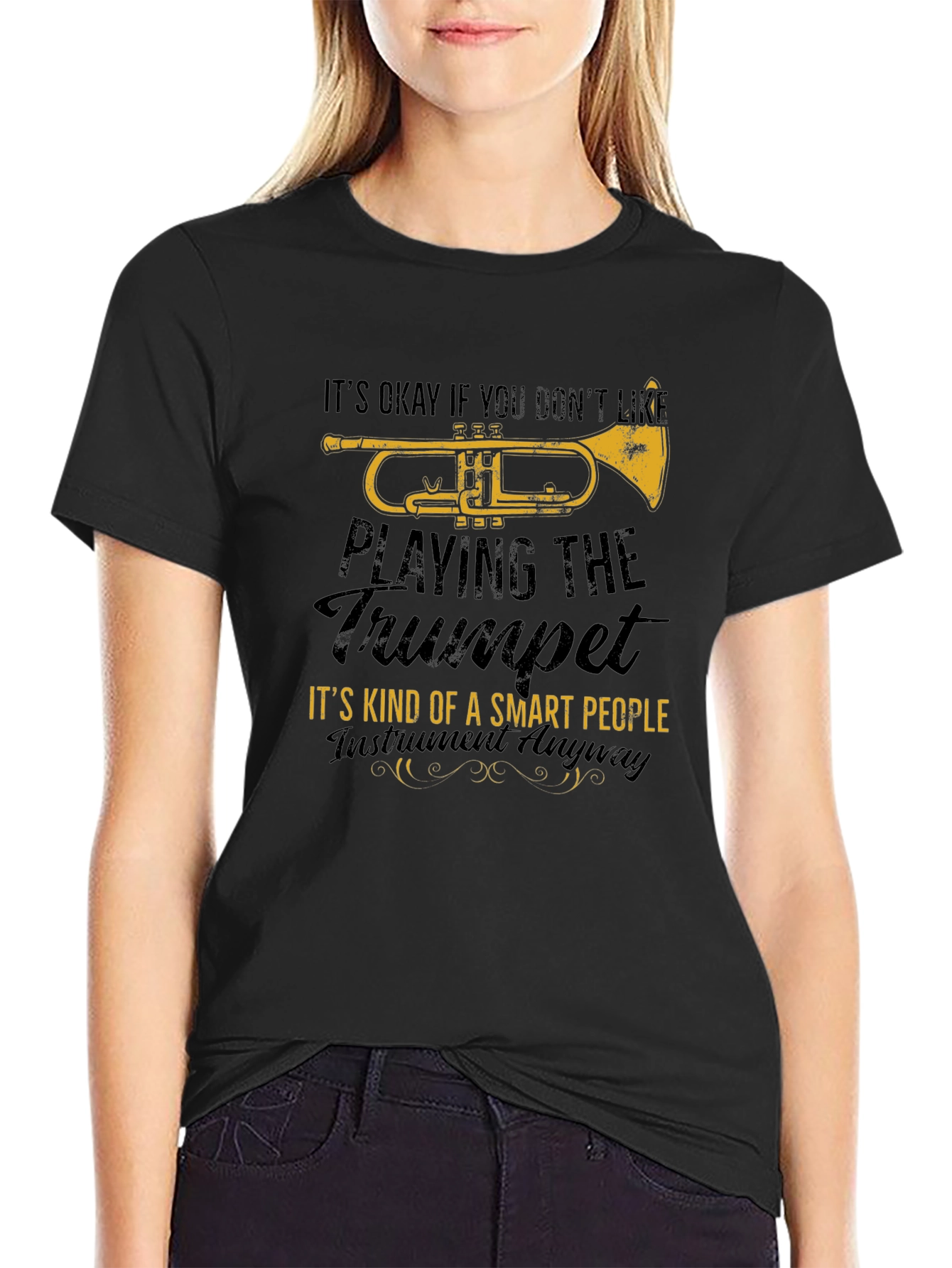 Trumpet Player Smart People Black T-Shirt