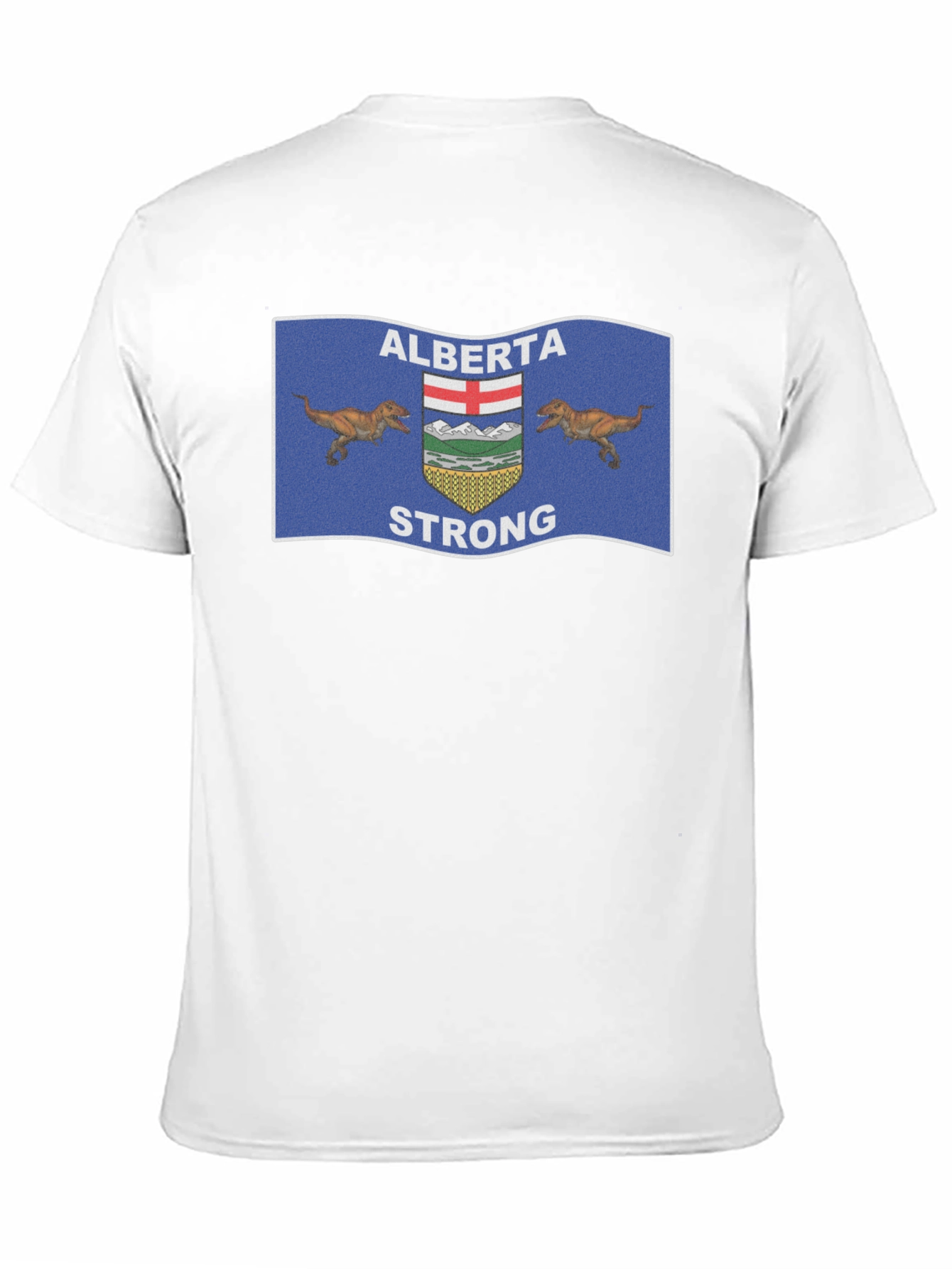 Alberta Strong T-Shirt: Dinosaur Flag Design