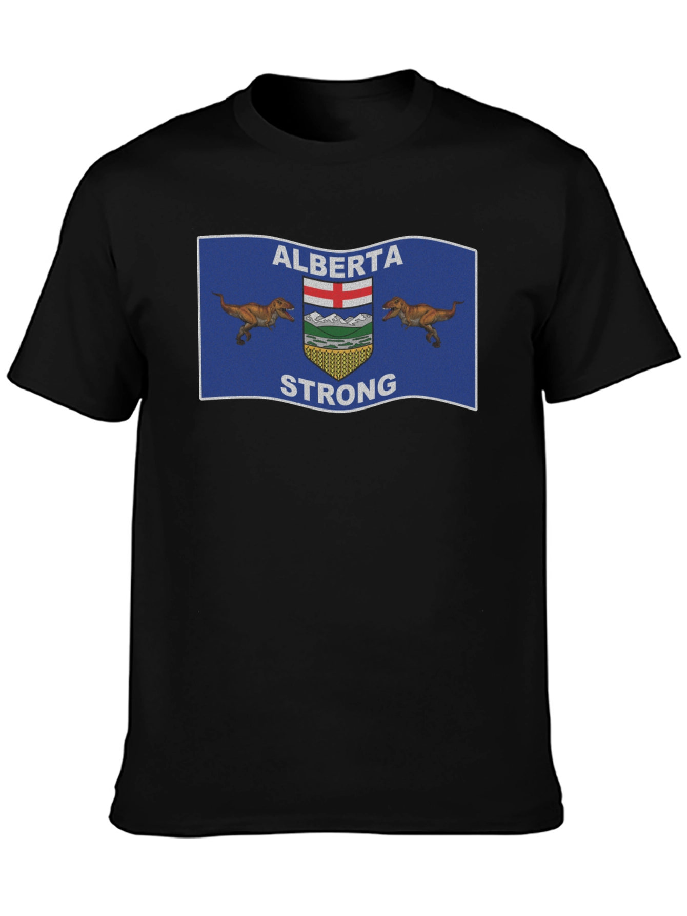Alberta Strong T-Shirt: Dinosaur Flag Design