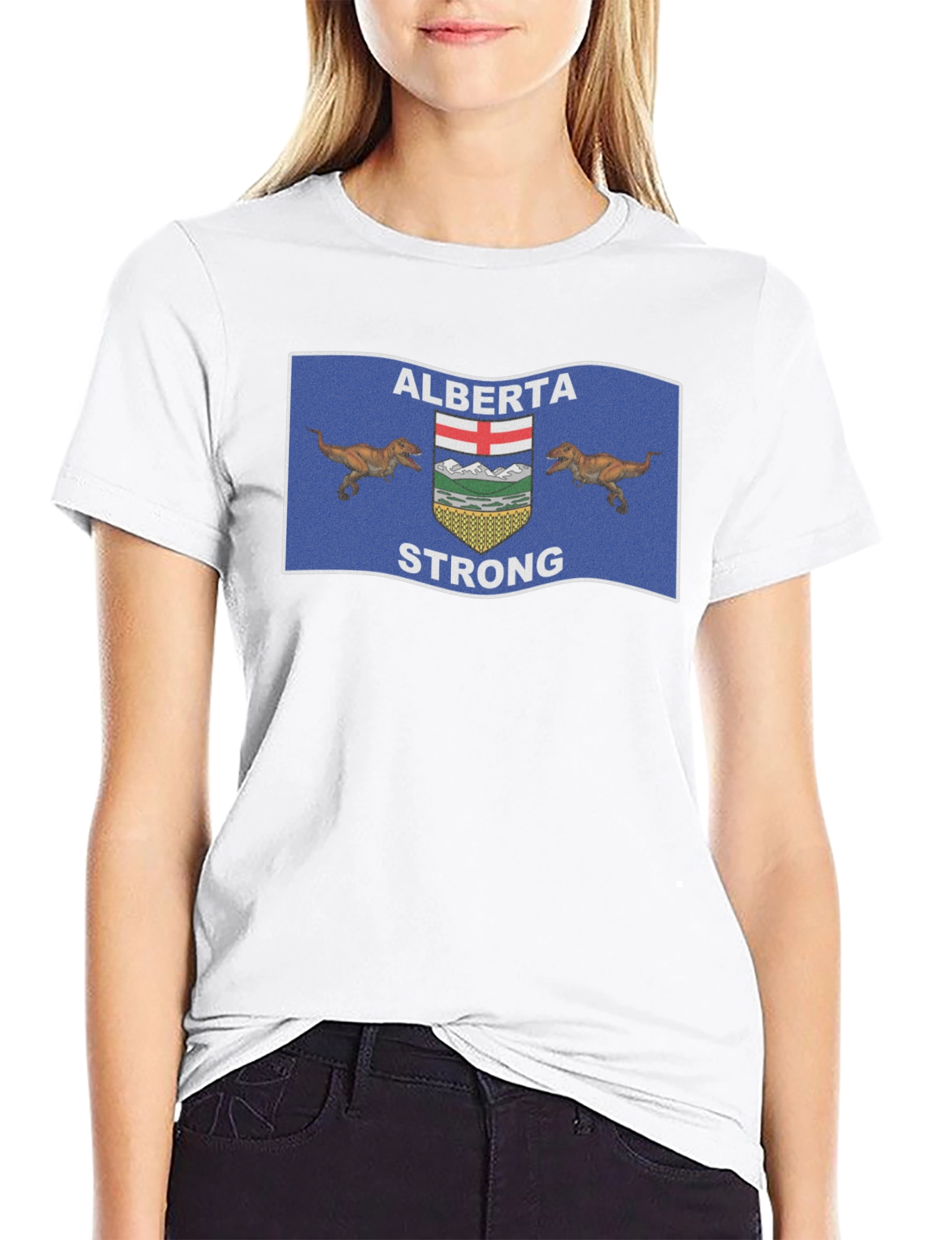 Alberta Strong T-Shirt: Dinosaur Flag Design