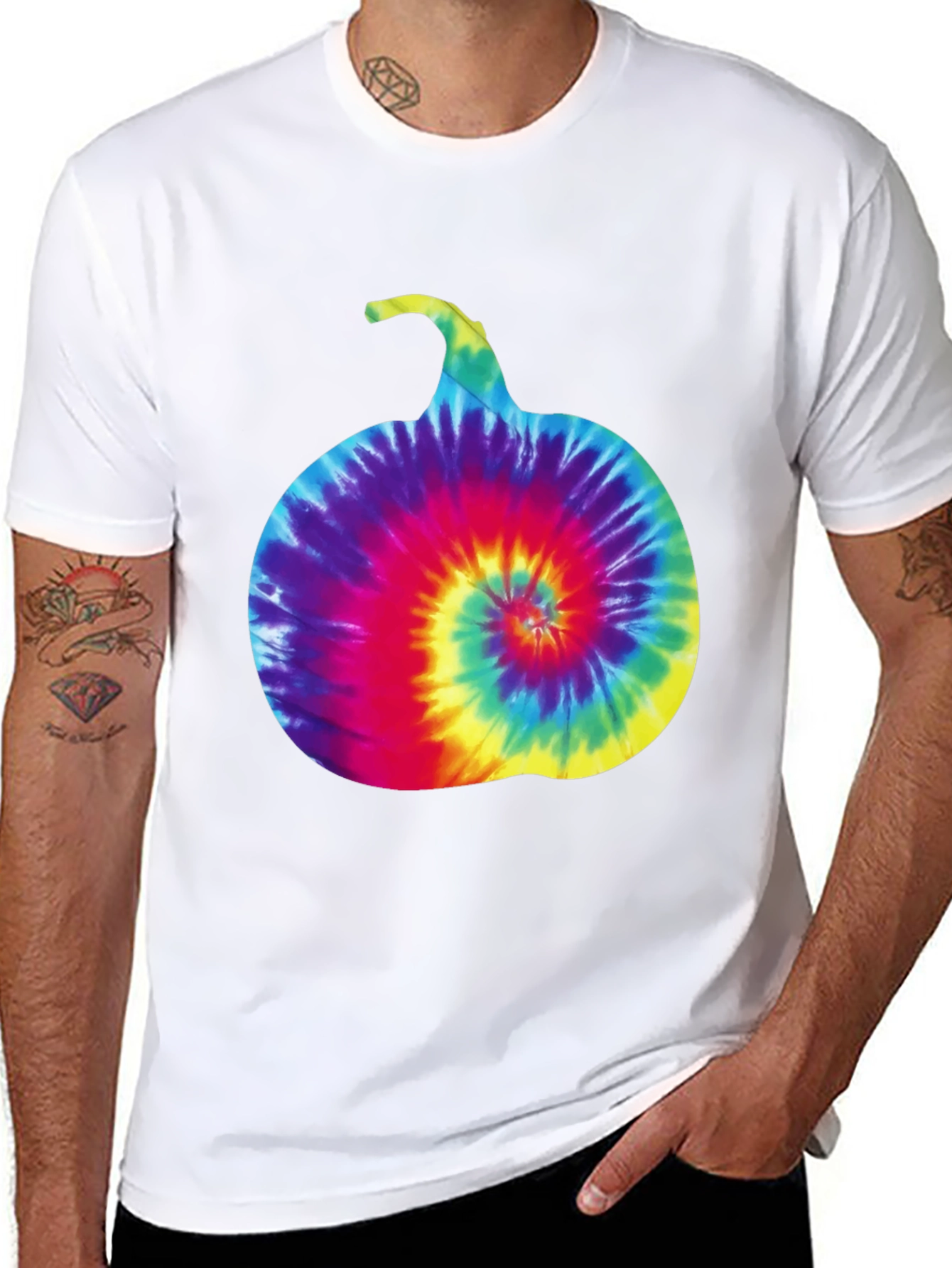 Tie-Dye Pumpkin Graphic Tee - Halloween Style