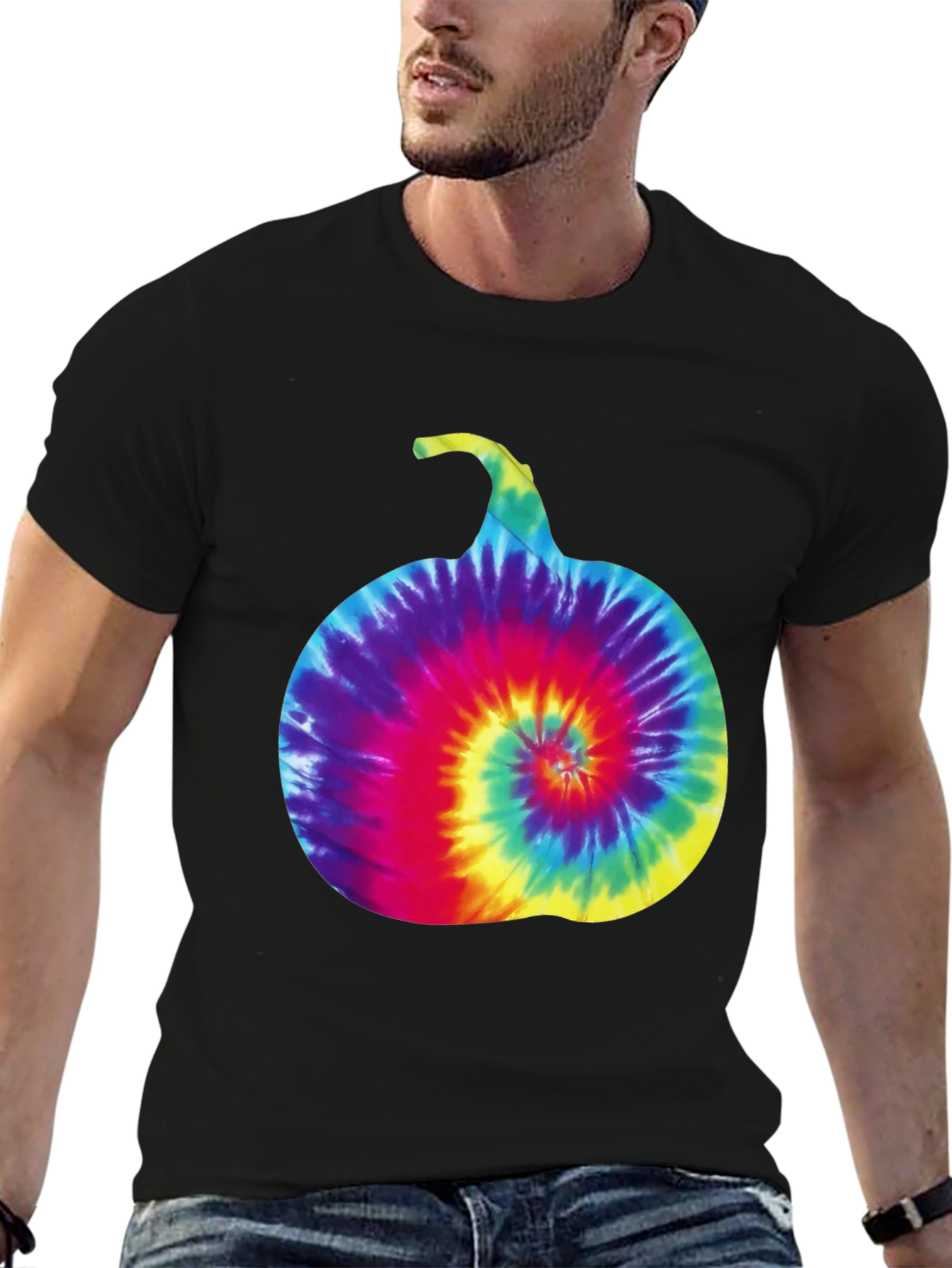 Tie-Dye Pumpkin Graphic Tee - Halloween Style