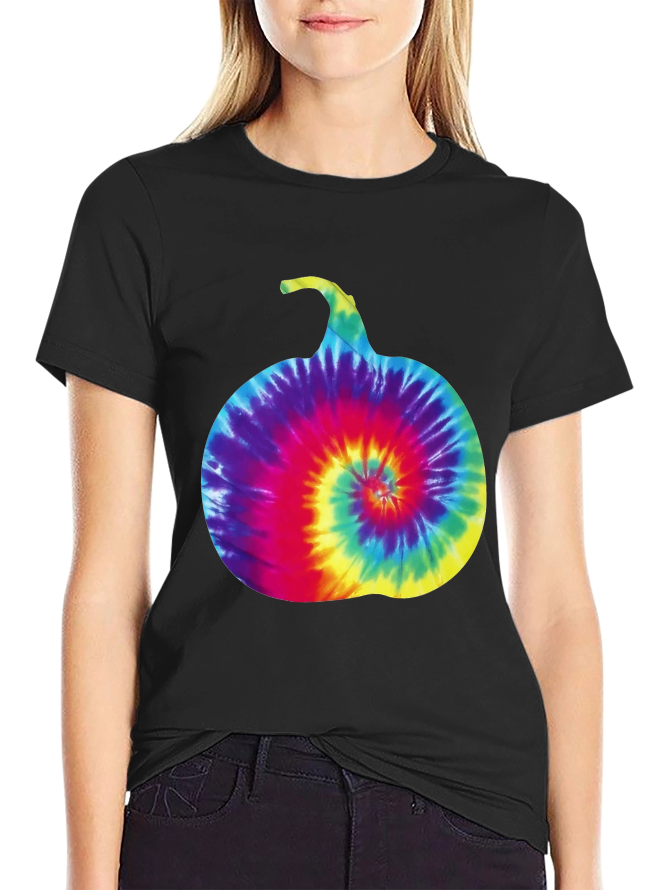 Tie-Dye Pumpkin Graphic Tee - Halloween Style