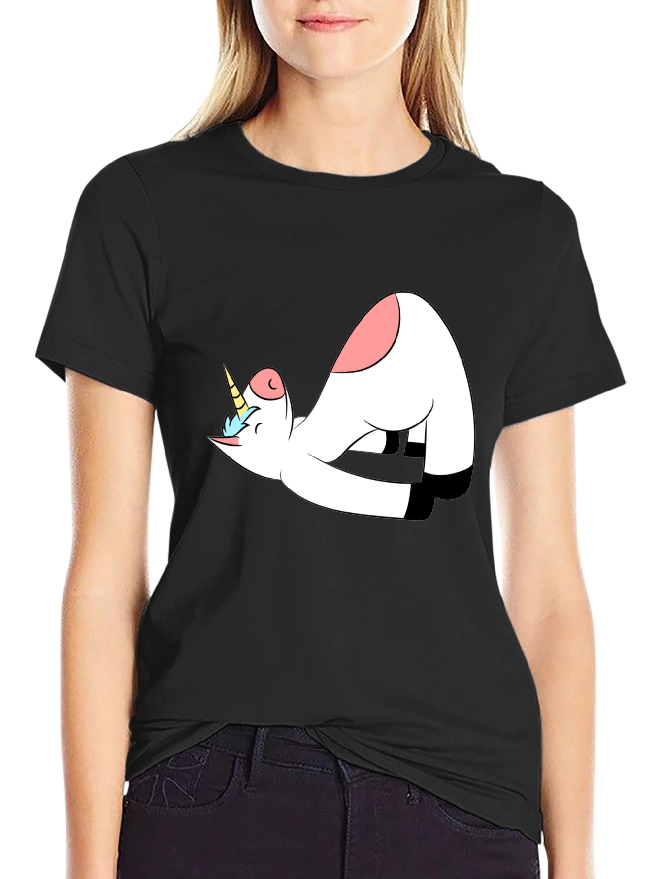 Unicorn Yoga Black T-Shirt
