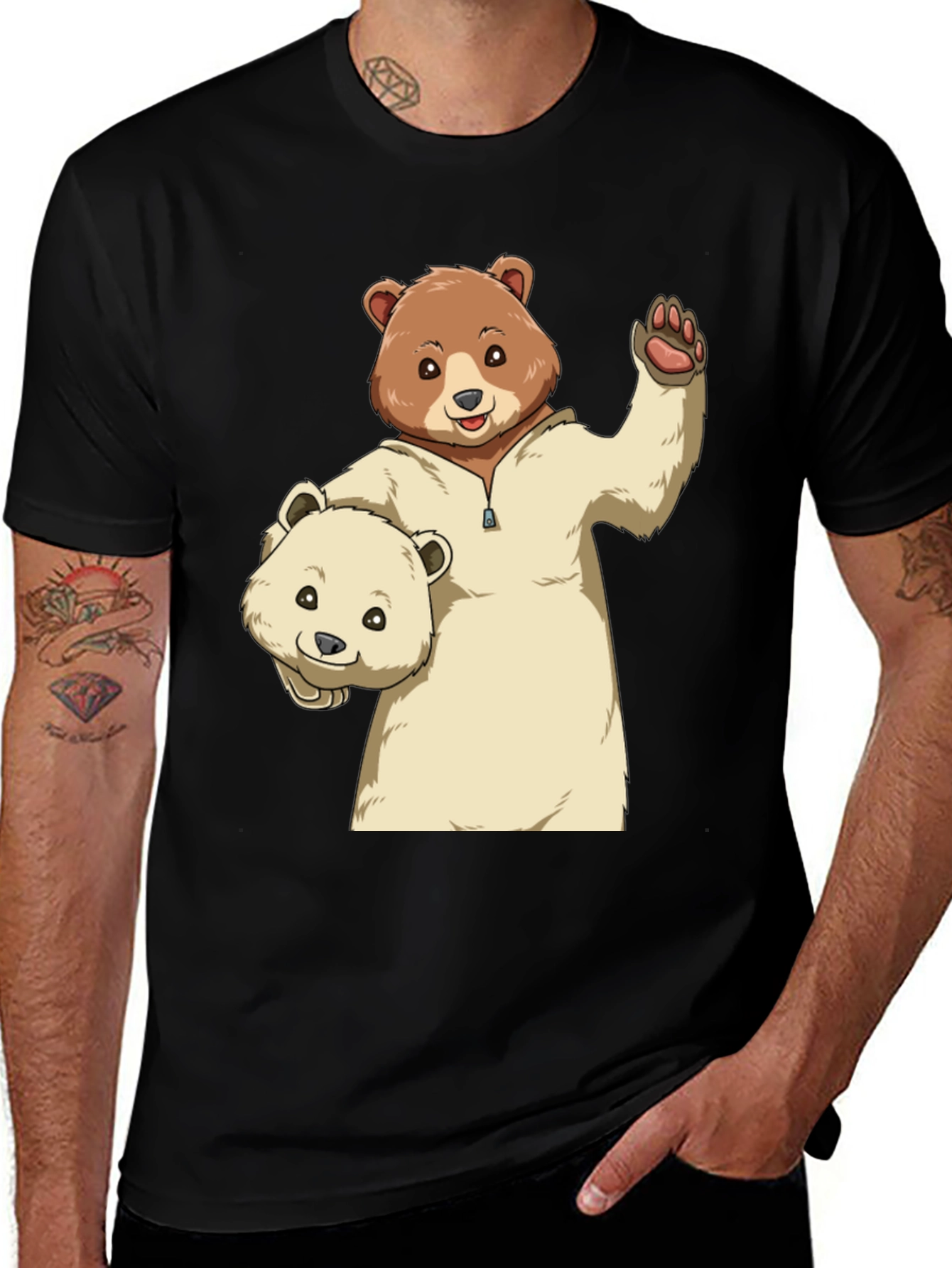 Bear Graphic Print Crew Neck T-Shirt