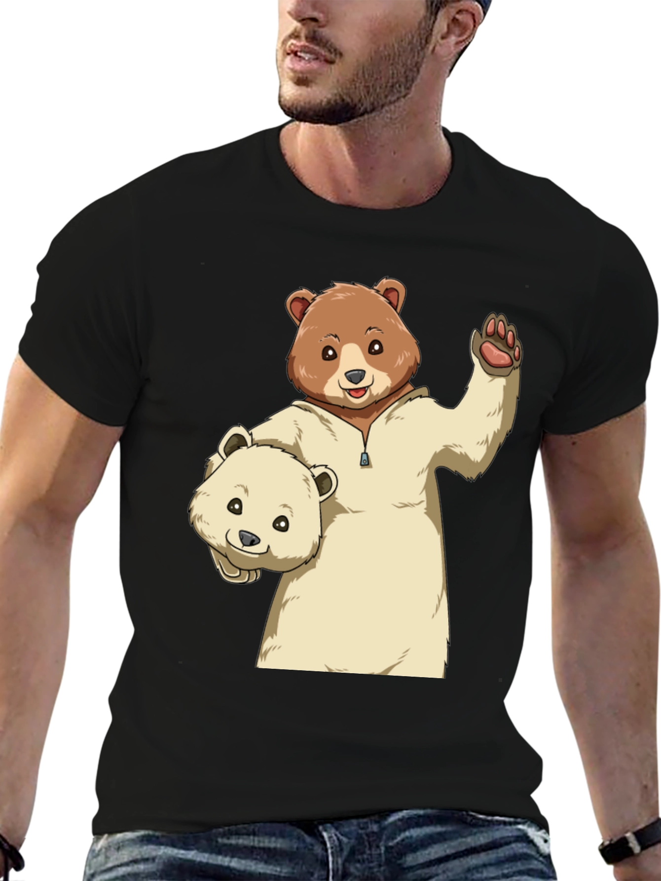 Bear Graphic Print Crew Neck T-Shirt