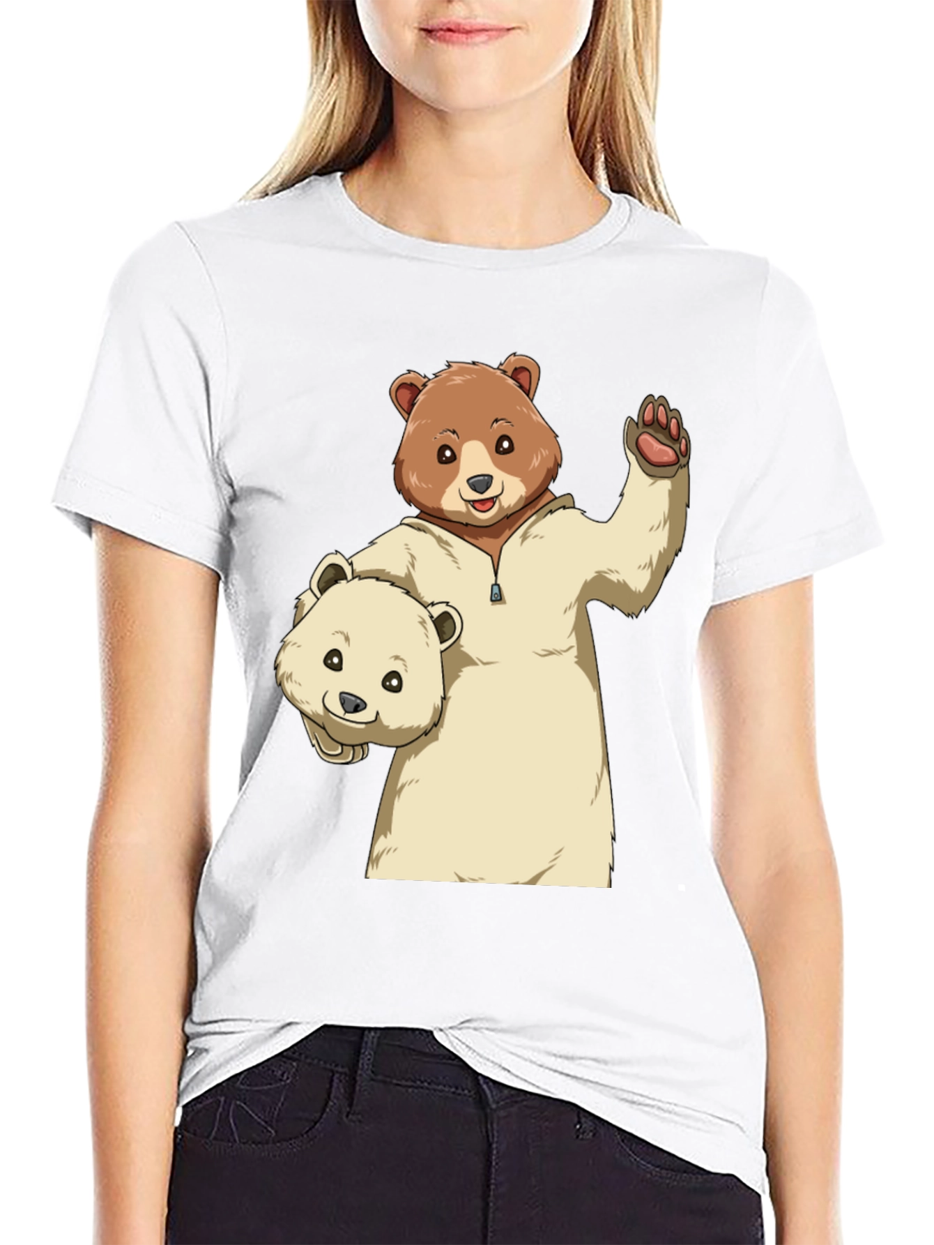 Bear Graphic Print Crew Neck T-Shirt