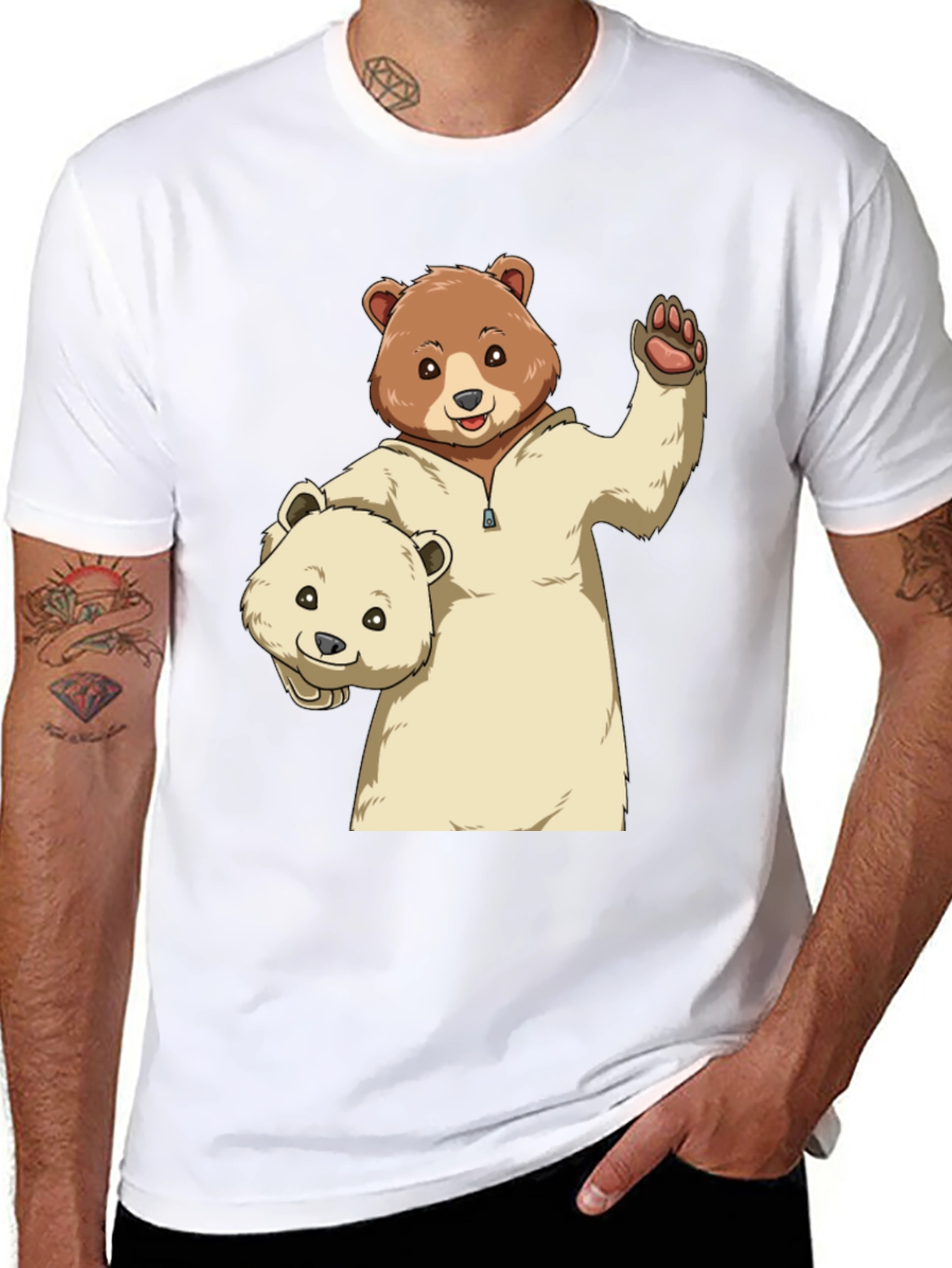 Bear Graphic Print Crew Neck T-Shirt