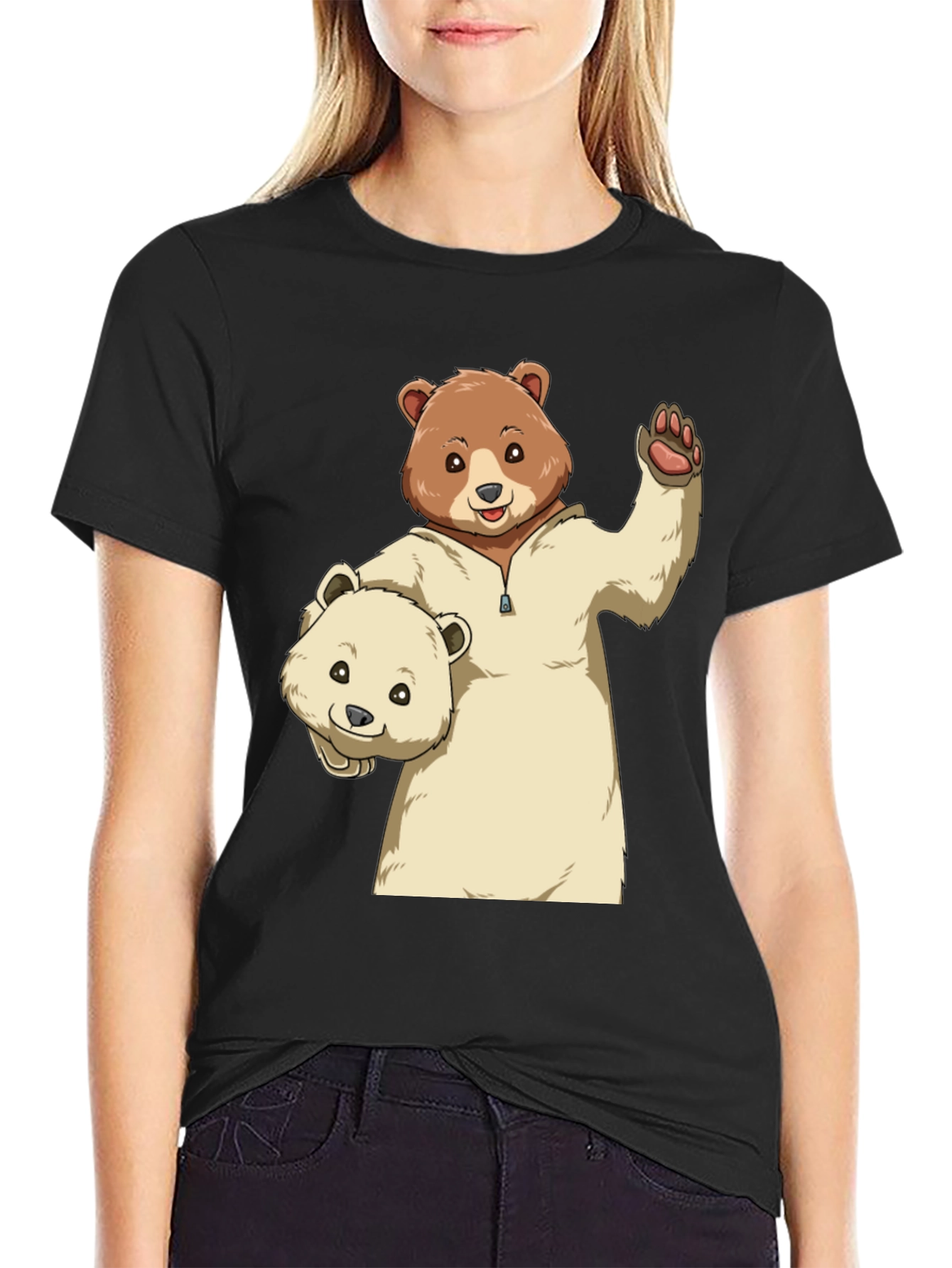 Bear Graphic Print Crew Neck T-Shirt