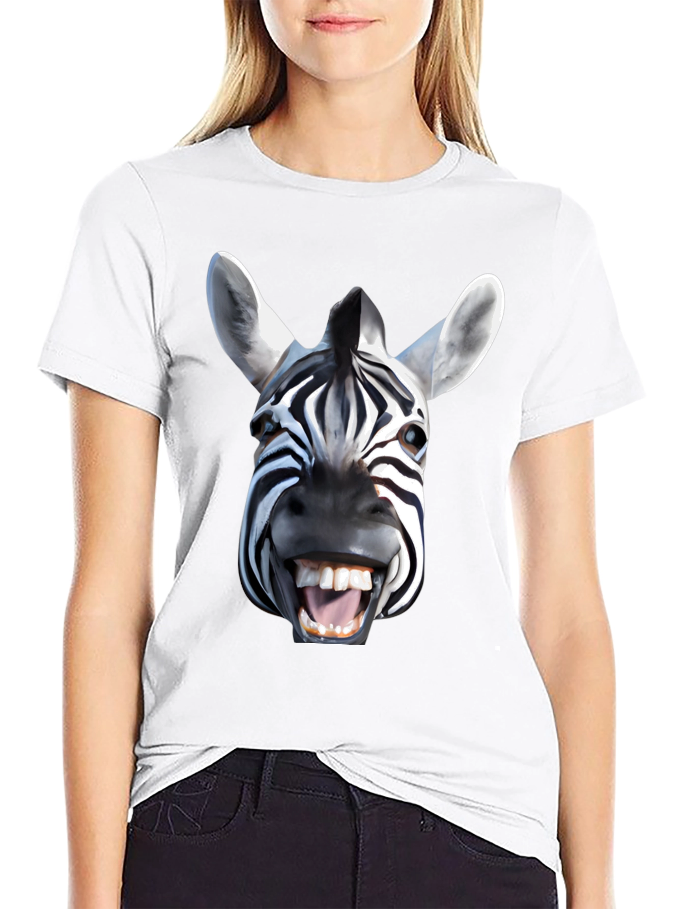 Zebra Face Graphic T-Shirt - Bold Animal Print Tee
